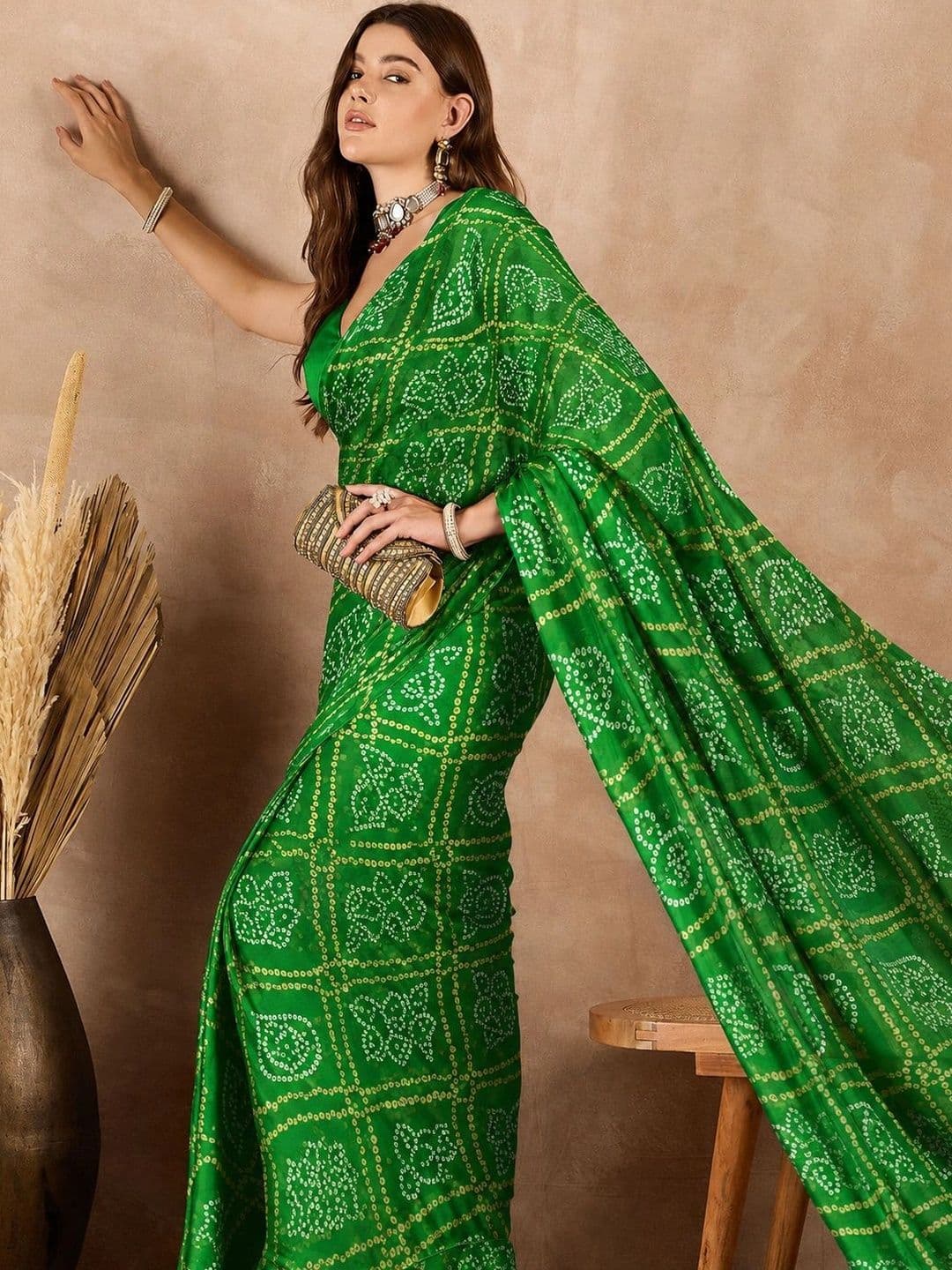 SANJANA  SILK SANJANA SILK Bandhani Pure Georgette Saree thumbnail 4