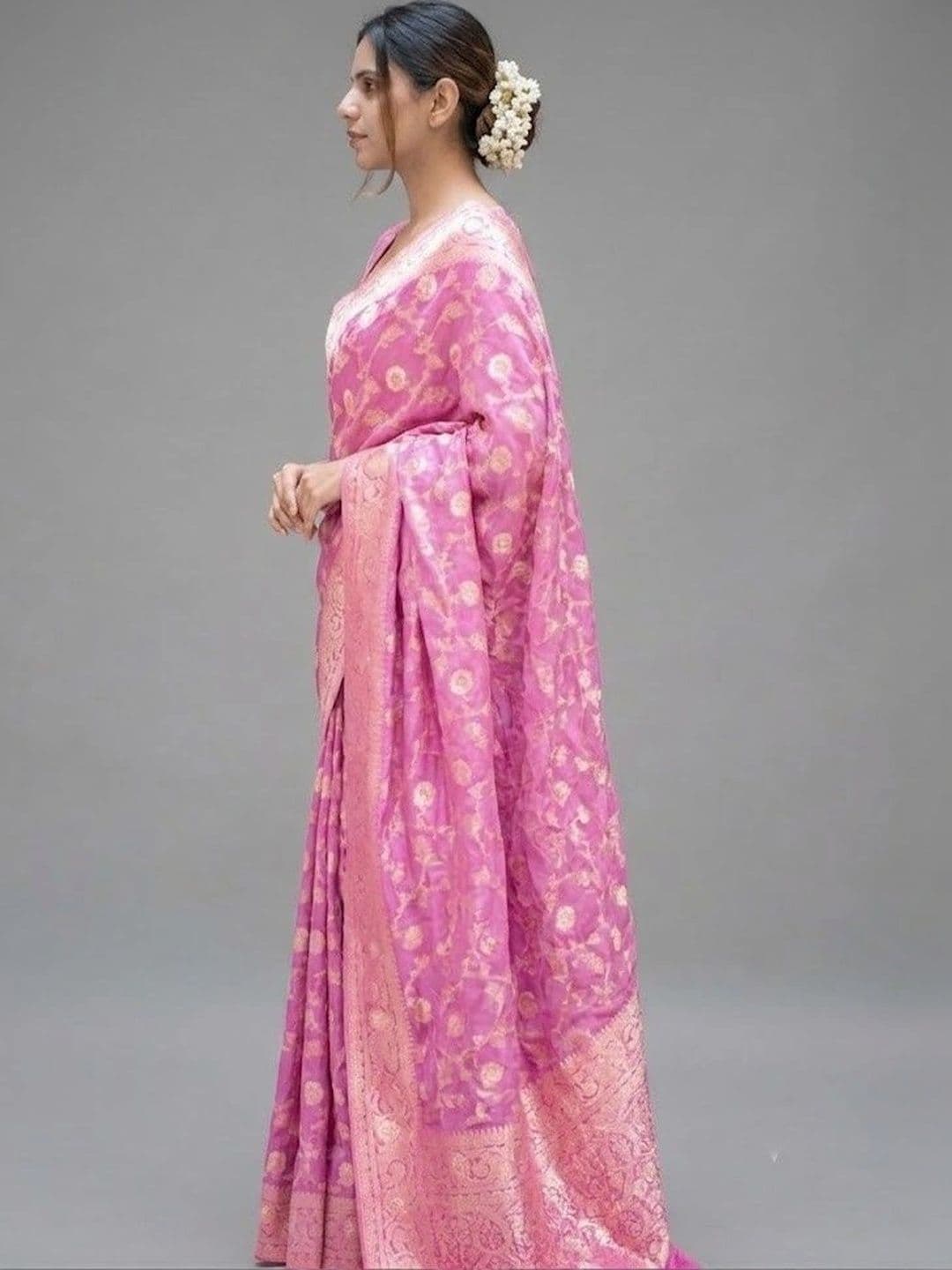 AmiFashion Woven Design Zari Art Silk Banarasi Saree thumbnail 3