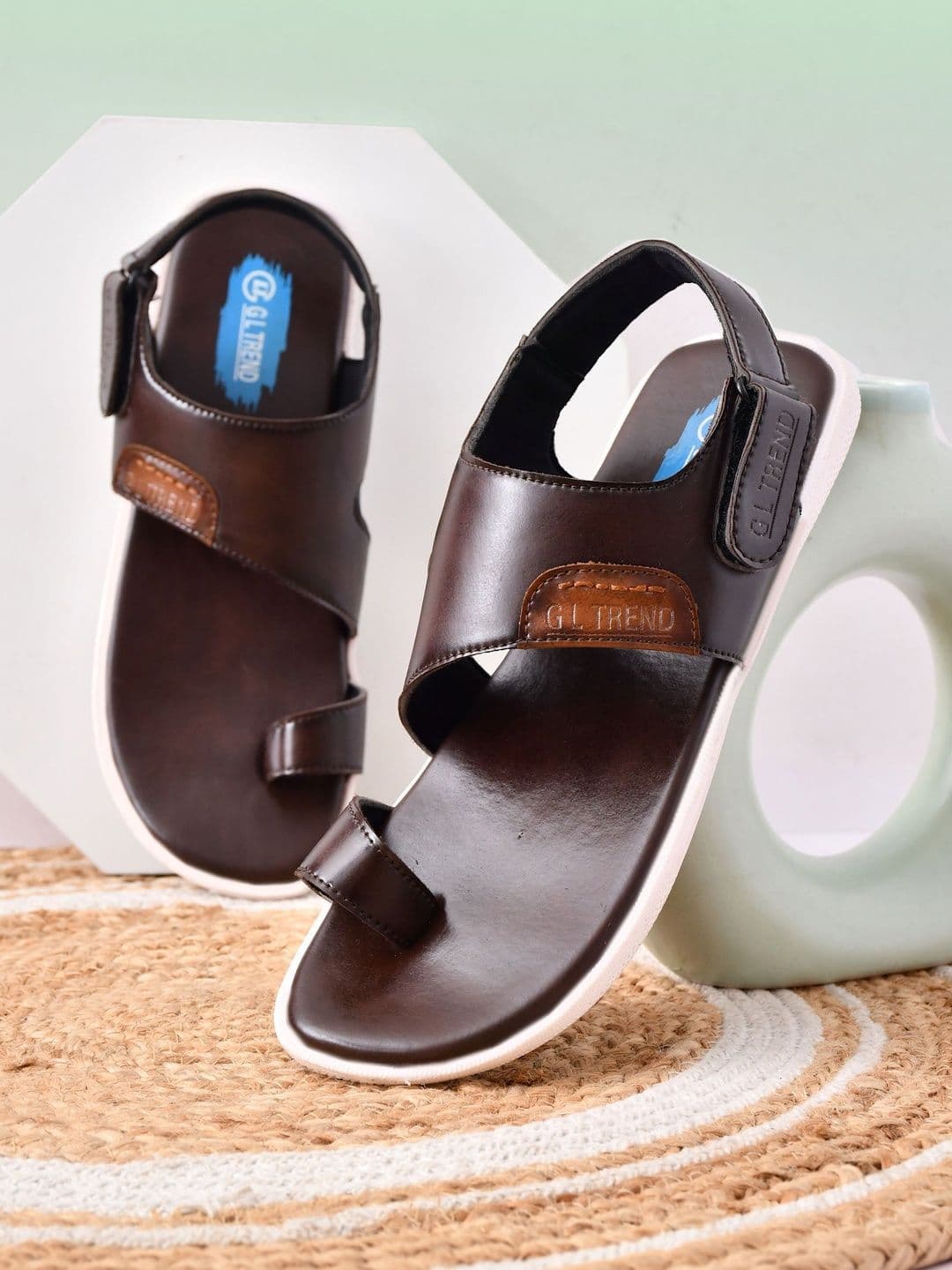 G L Trend Men's Brown Casual Comfort Open Toe Slip-On Sandals - view 1