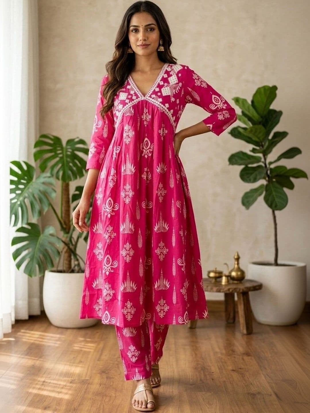 ISHWAR Cotton Printed Tunic with Trousers - view 1