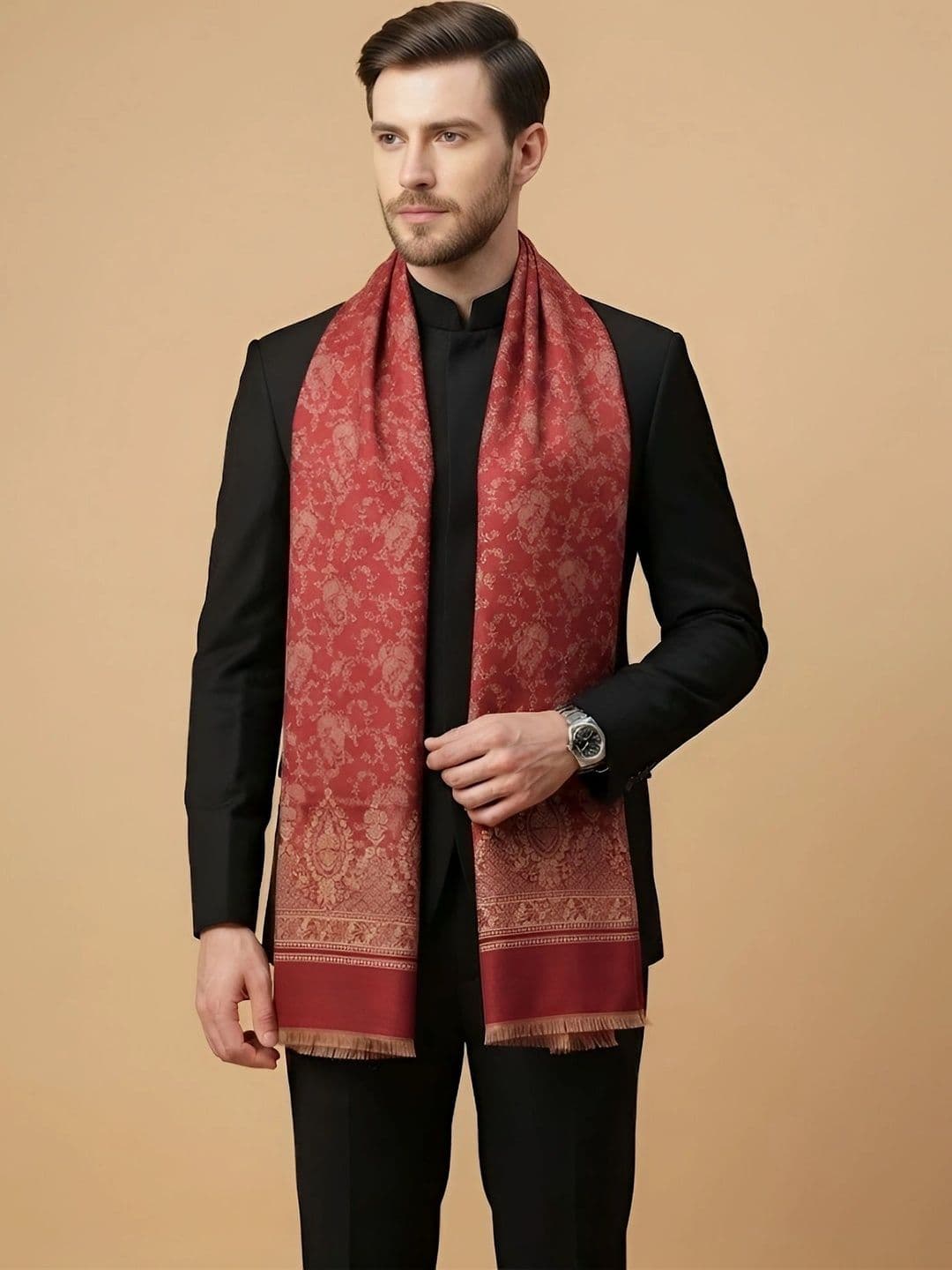 MUFFLY Men Woven Design Stole thumbnail 2