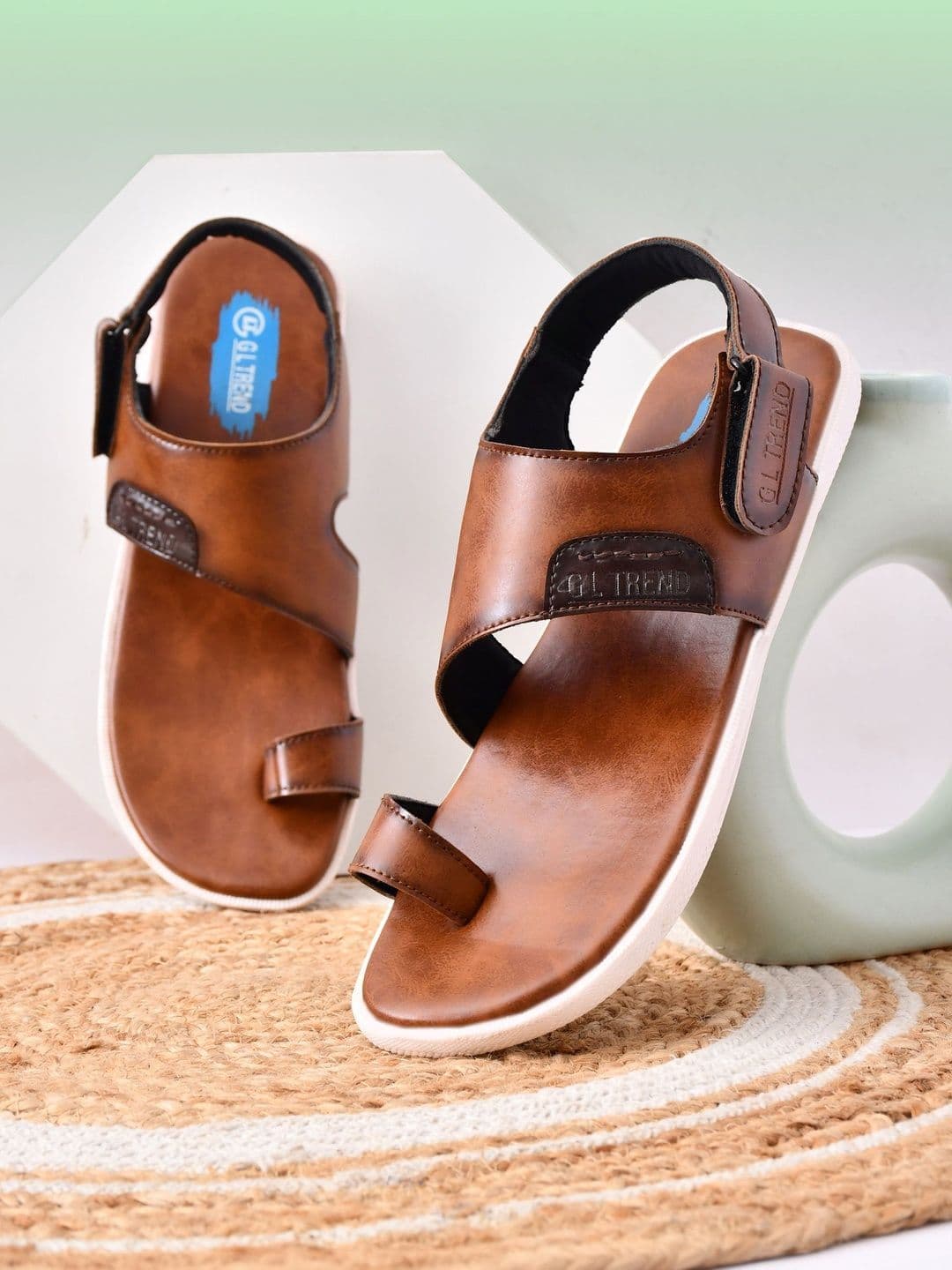 G L Trend Men's Tan Casual Comfort Open Toe Slip-On Sandals - view 1