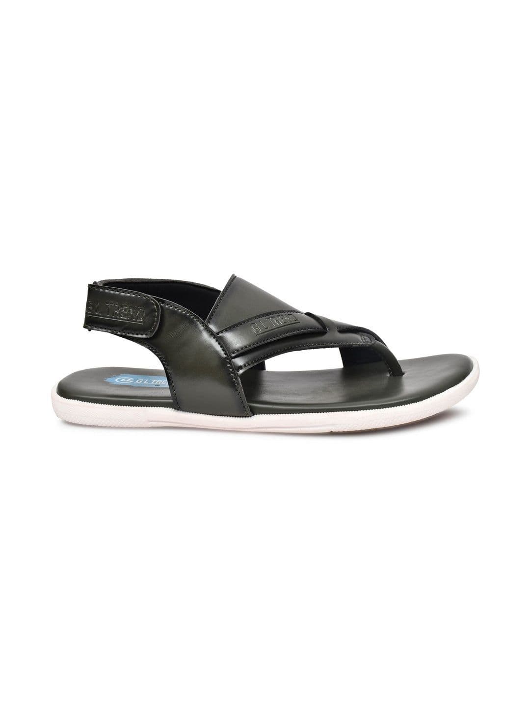 G L Trend Men Leather Comfort Casual Velcro Olive Sandals thumbnail 2