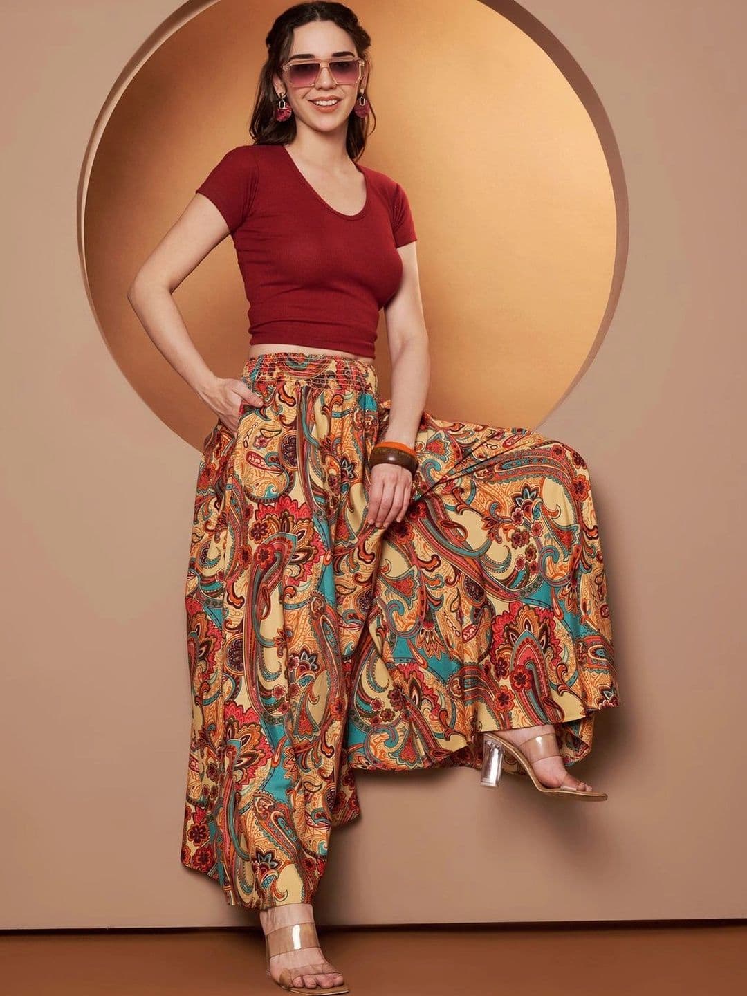 CORSICA Women Paisley Printed Ethnic Palazzos thumbnail 3