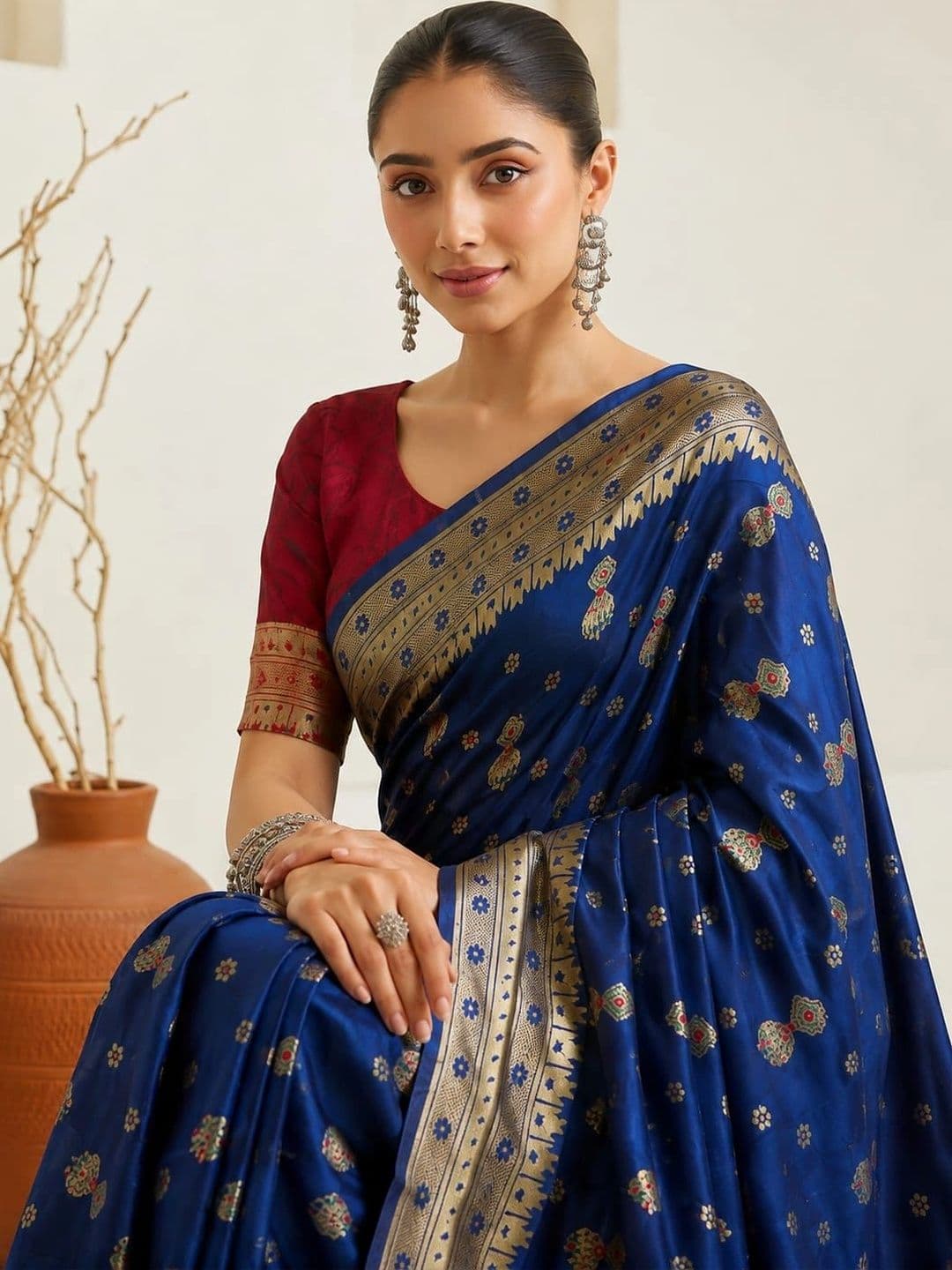 vastranagari Woven Design Zari Art Silk Designer Banarasi Saree thumbnail 2