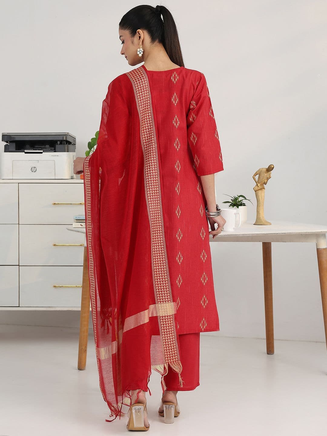 Gerua By Libas Women Ethnic Motifs Printed Regular Kurta with Trousers & With Dupatta thumbnail 5