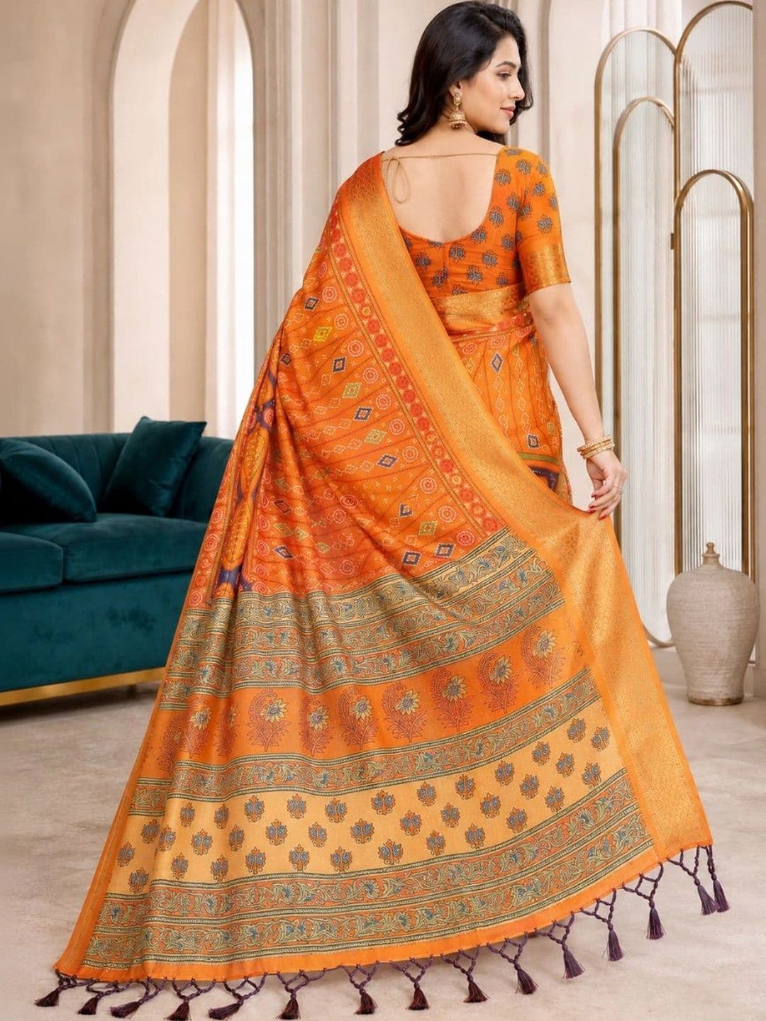 IKSHARA Bandhani Silk Cotton Saree thumbnail 2