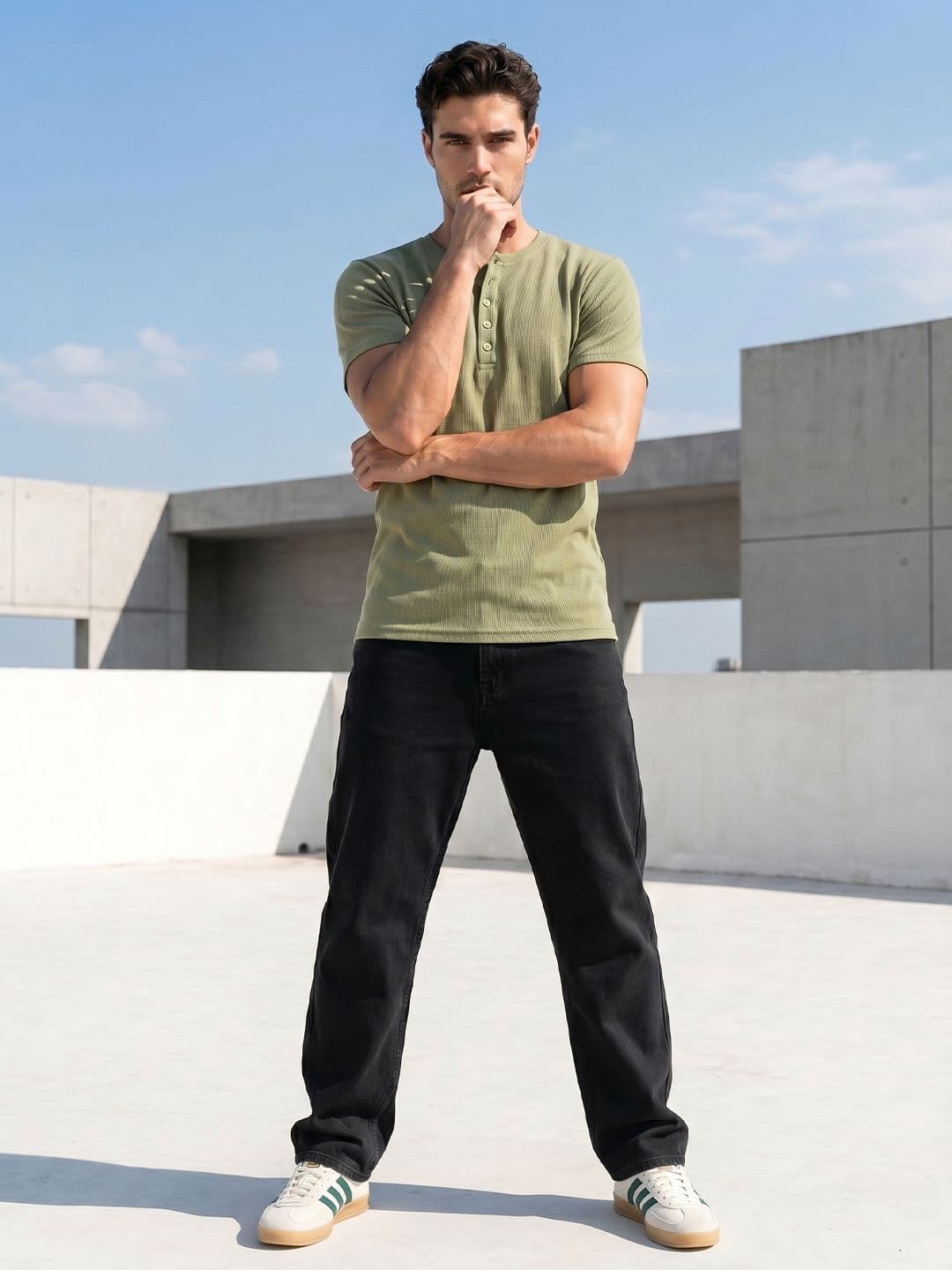 glitchez Men Henley Neck T-shirt thumbnail 2