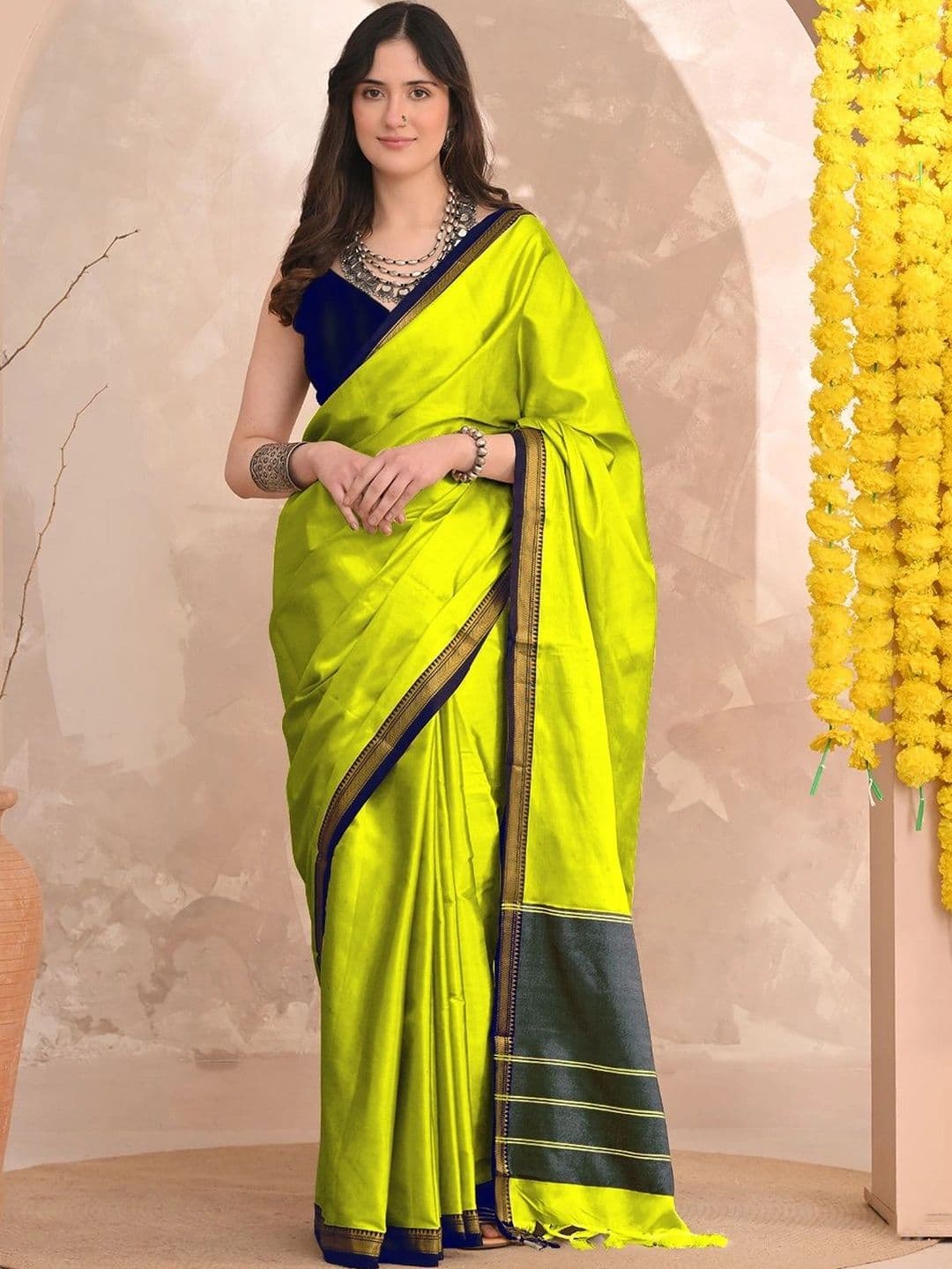 KALINI Striped Zari Designer Gadwal Saree - view 1