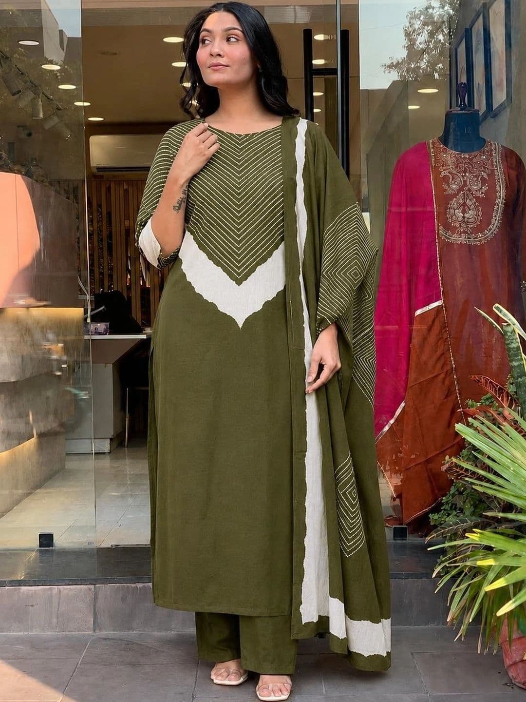 PANJURLI Women Ethnic Motifs Printed Regular Kurta with Trousers & With Dupatta - view 1