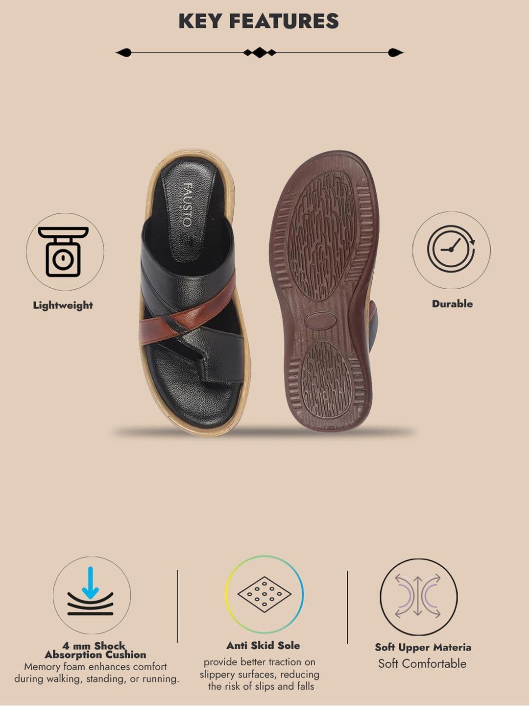 FAUSTO Men PU Comfort Sandals thumbnail 6