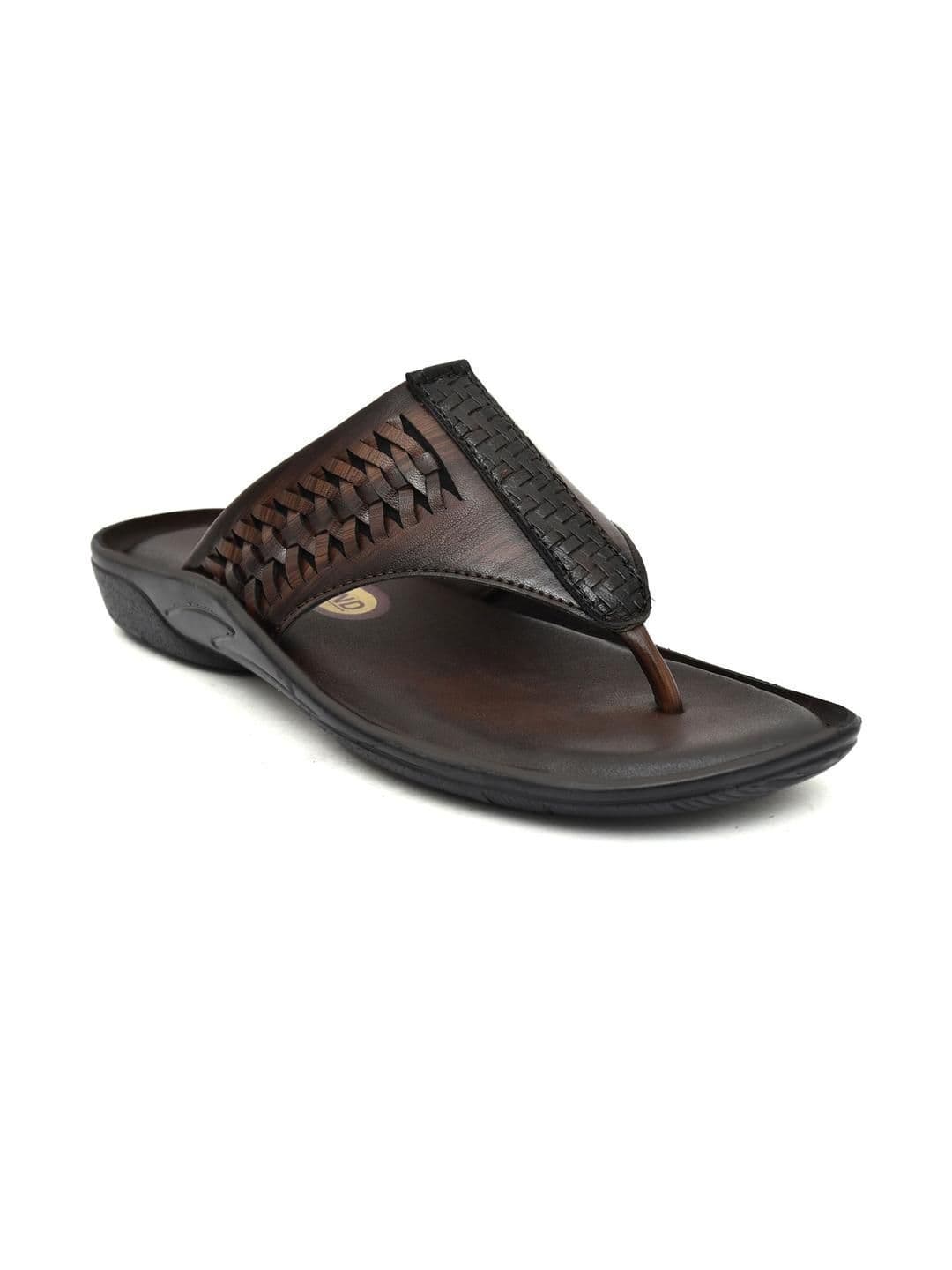 G L Trend Men's Brown Textured Comfort Thong Sandals with Adjustable Strap thumbnail 3