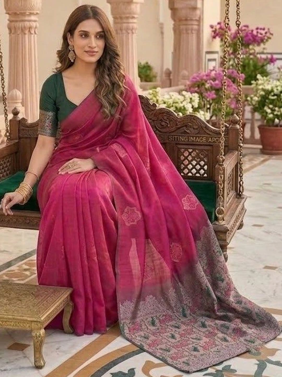 Zankhi Hosiery Woven Design Zari Art Silk Banarasi Saree thumbnail 4