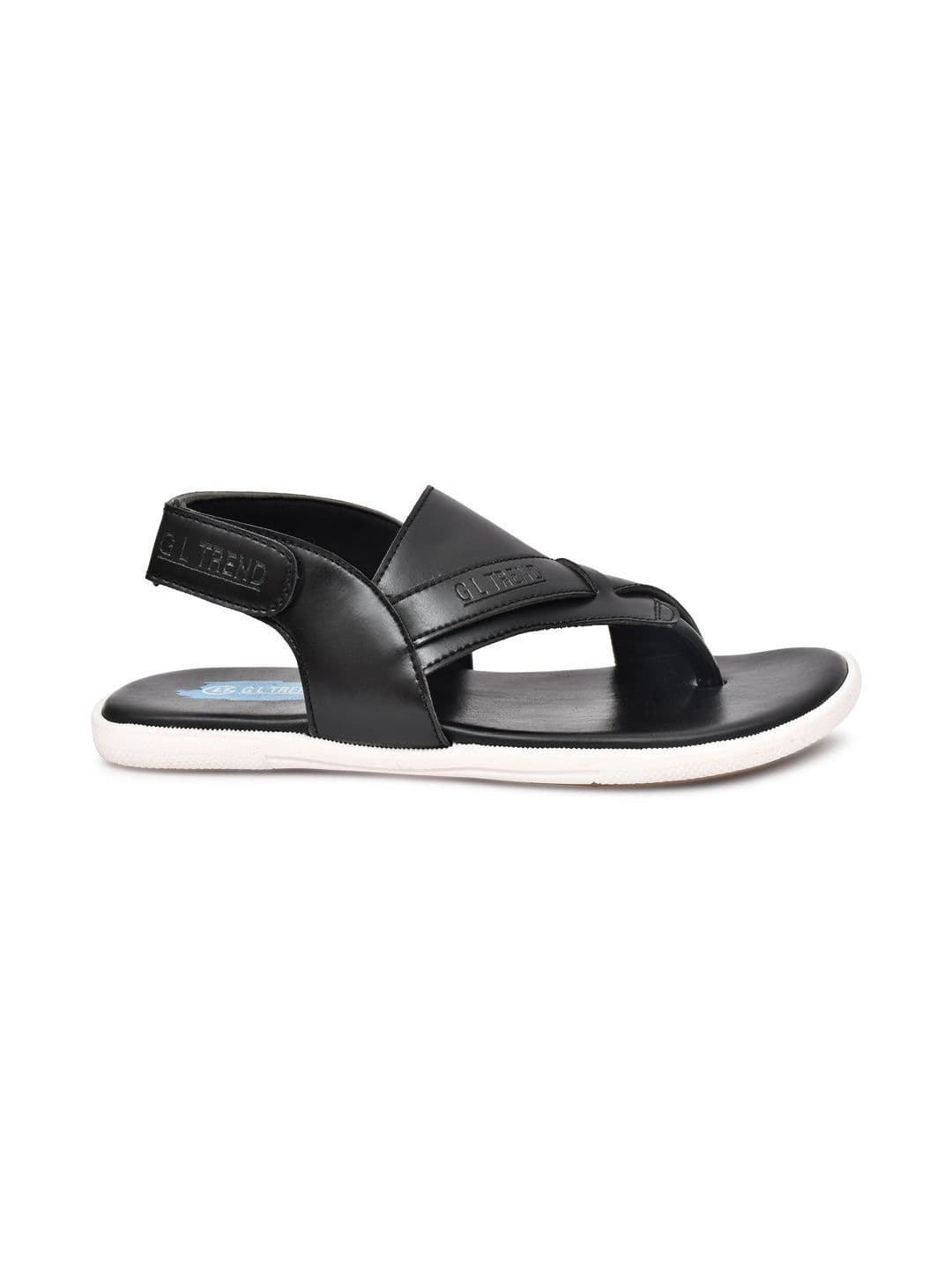 G L Trend Men Leather Comfort Casual Velcro Black Sandals thumbnail 4