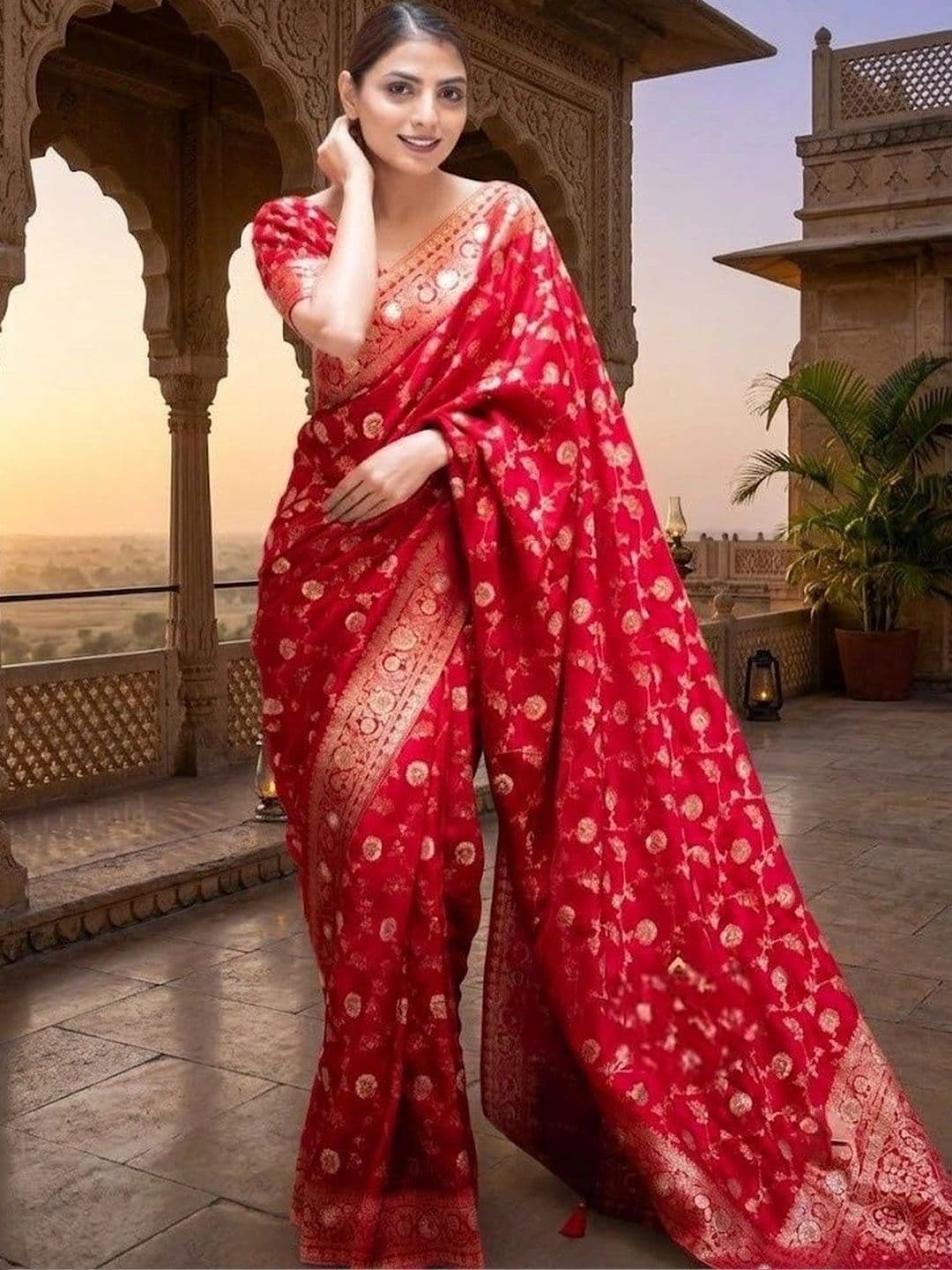 Okom Woven Design Zari Art Silk Banarasi Saree - view 1