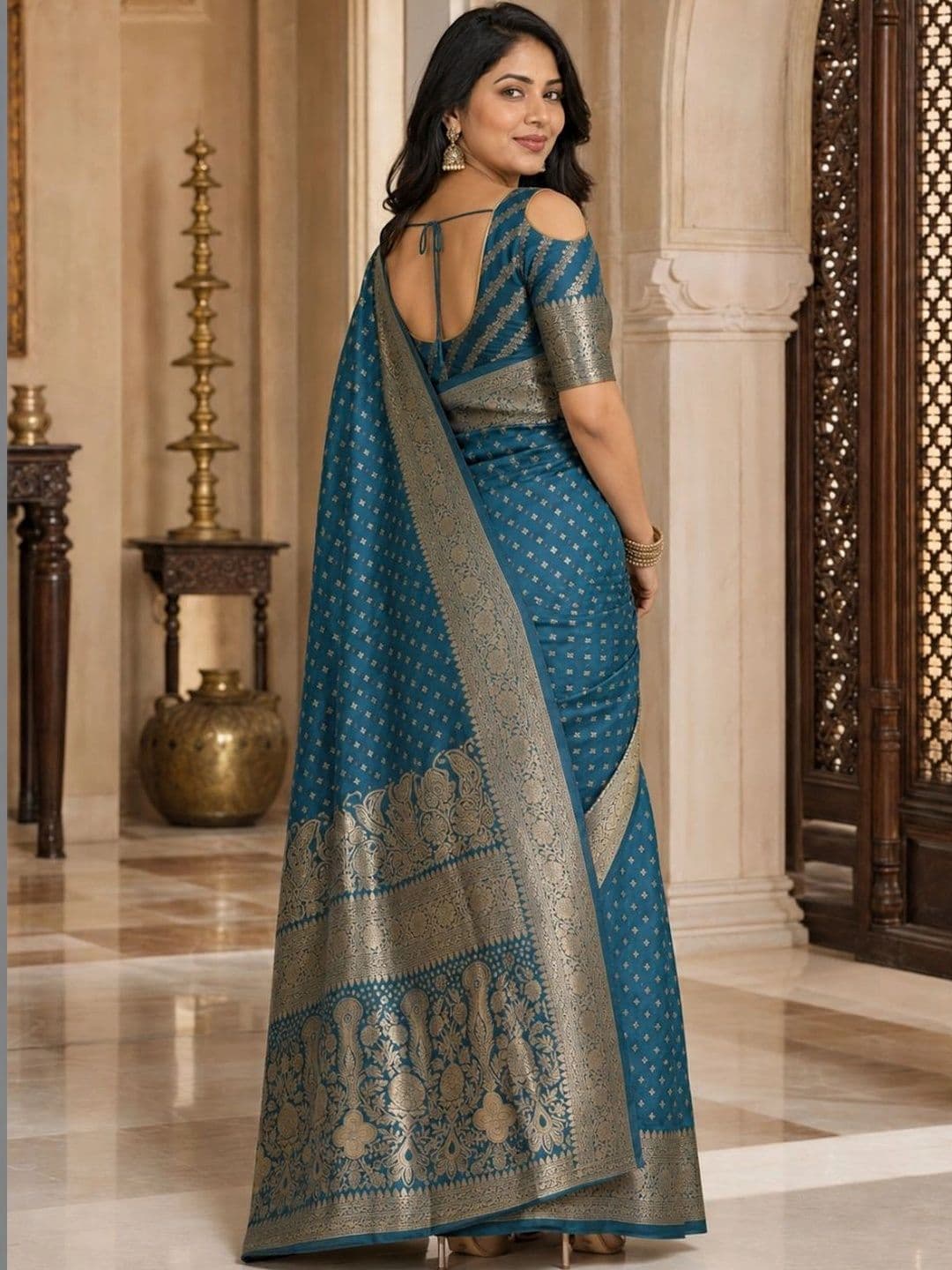 IKSHARA Zari Art Silk Banarasi Saree thumbnail 3