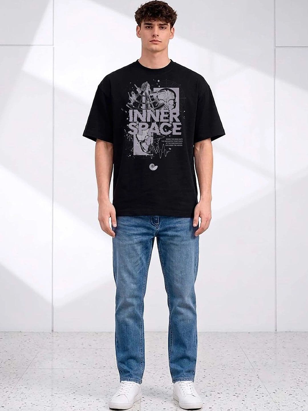 Mast & Harbour Men Typography Printed Drop-Shoulder Sleeves T-shirt thumbnail 2