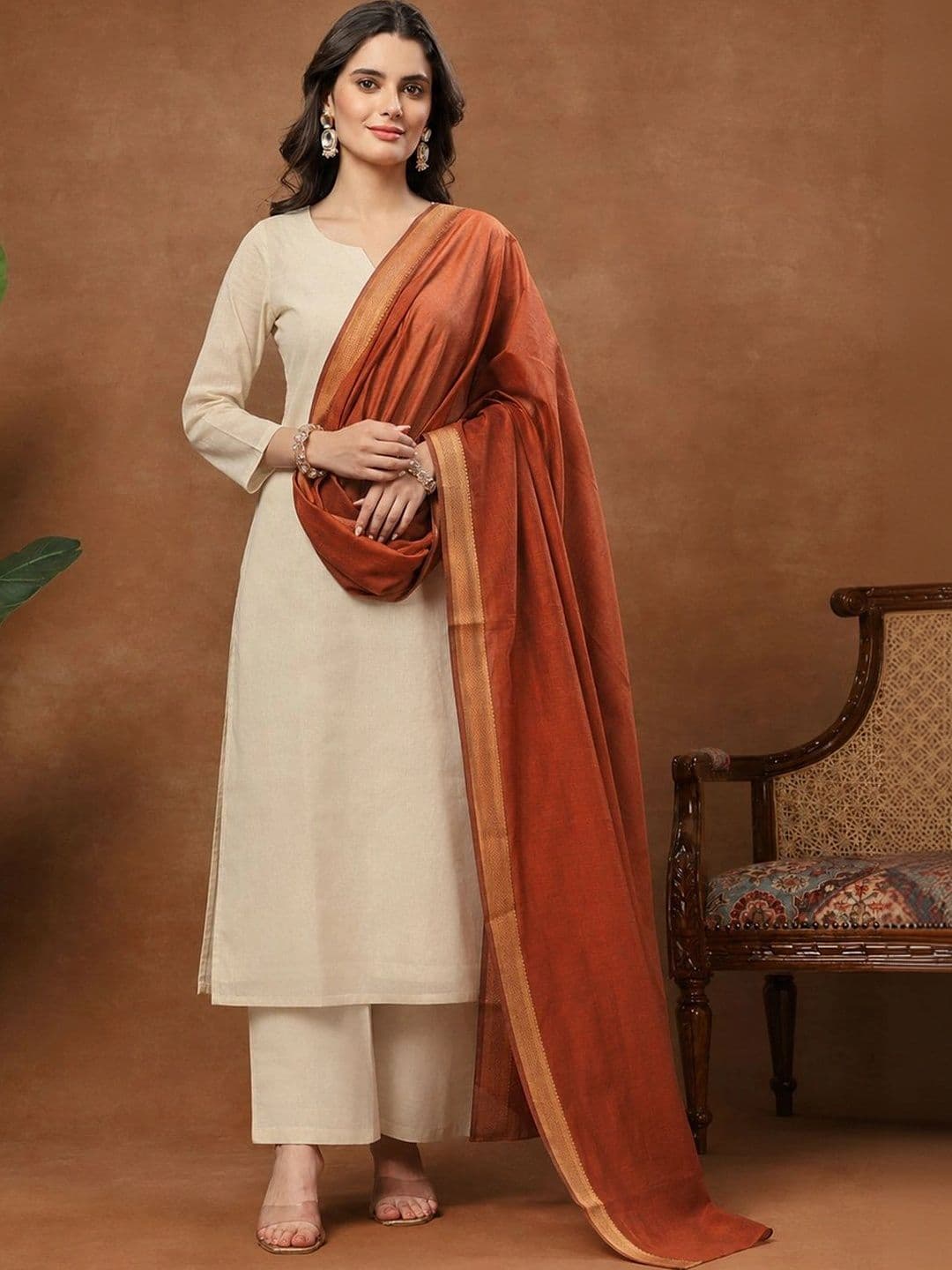Sangria Women Regular Kurta with Palazzos & With Dupatta - view 1