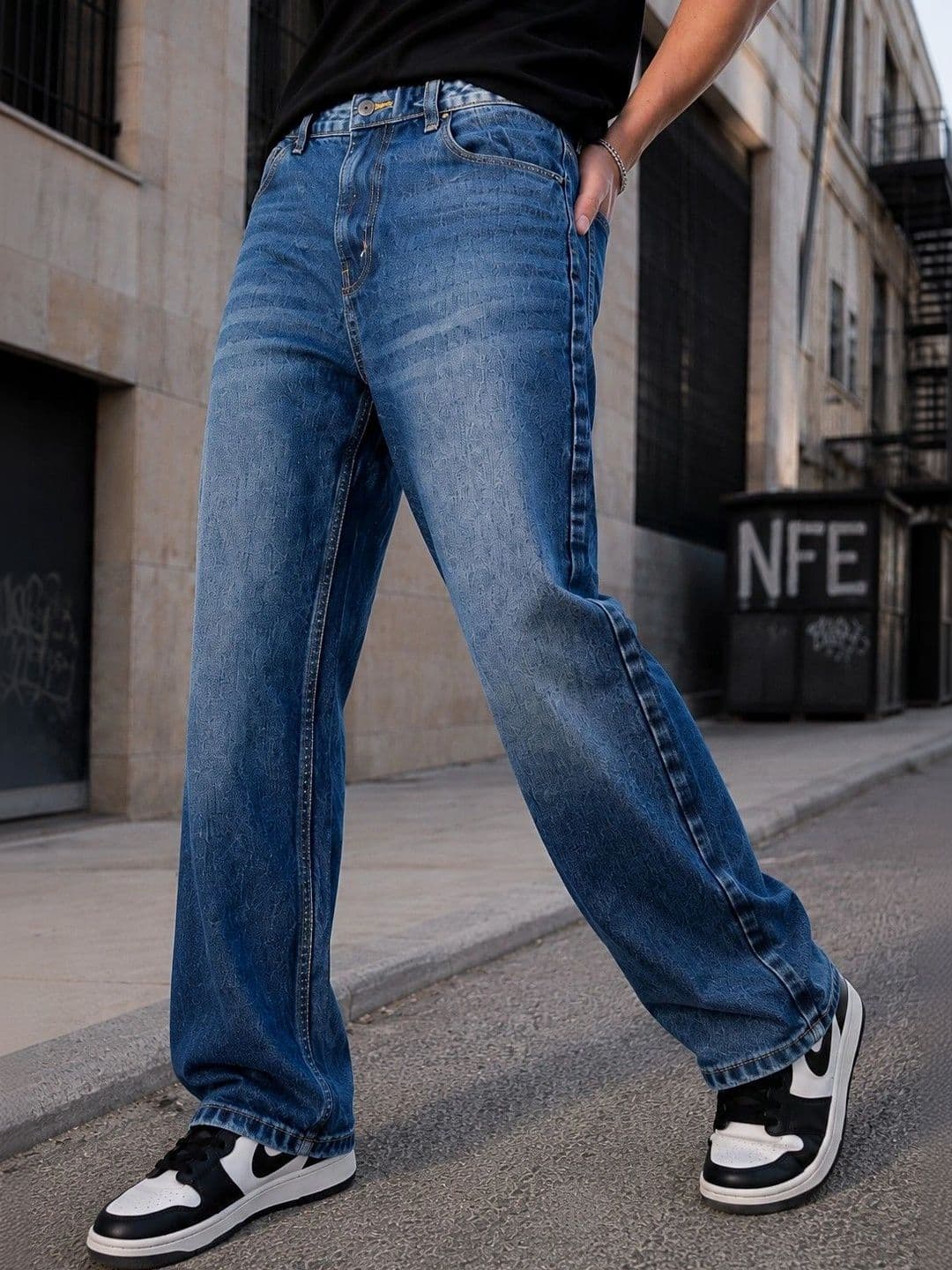 Bene Kleed Men Relaxed Fit Mid-Rise Low Distress Light Fade Jeans - view 1