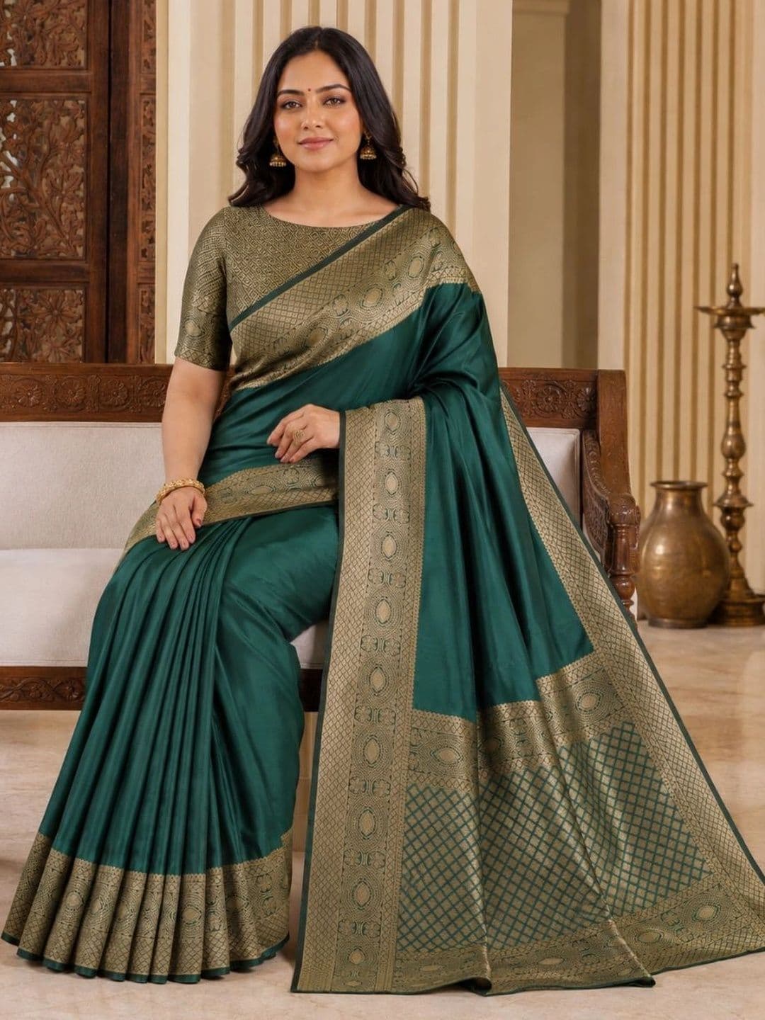 IKSHARA Woven Design Zari Art Silk Banarasi Saree thumbnail 4