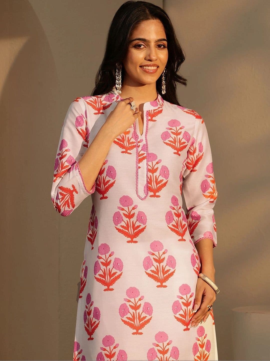 Libas Women Floral Printed Regular Kurta with Trousers & With Dupatta thumbnail 6