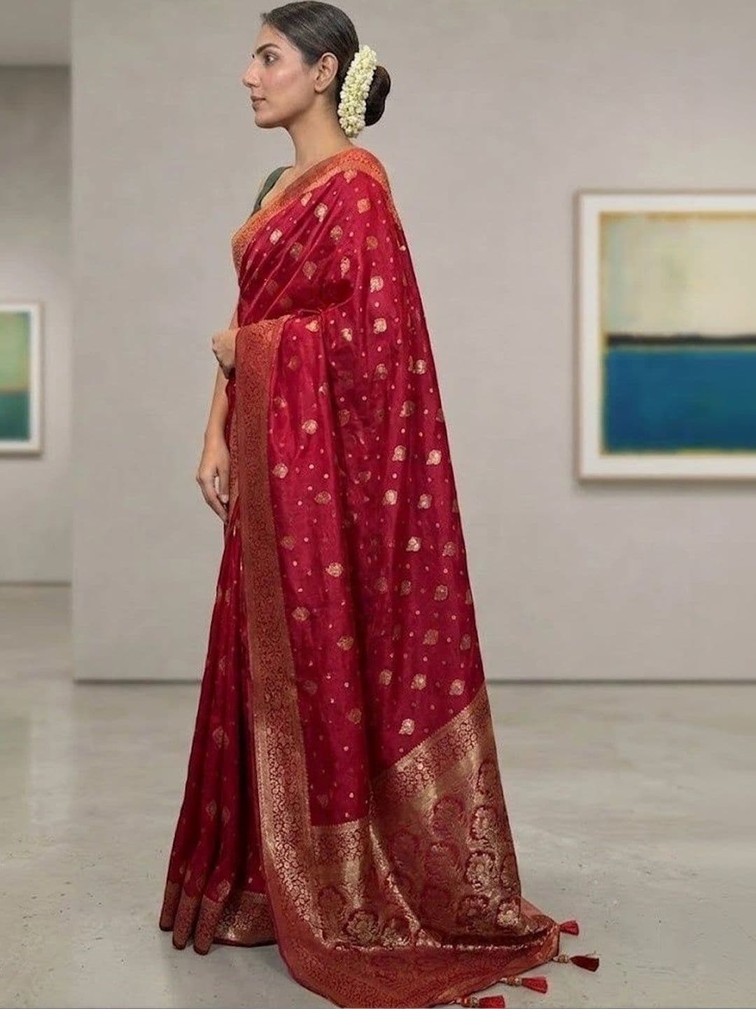 Vidula Fashion Woven Design Zari Art Silk Banarasi Saree thumbnail 4