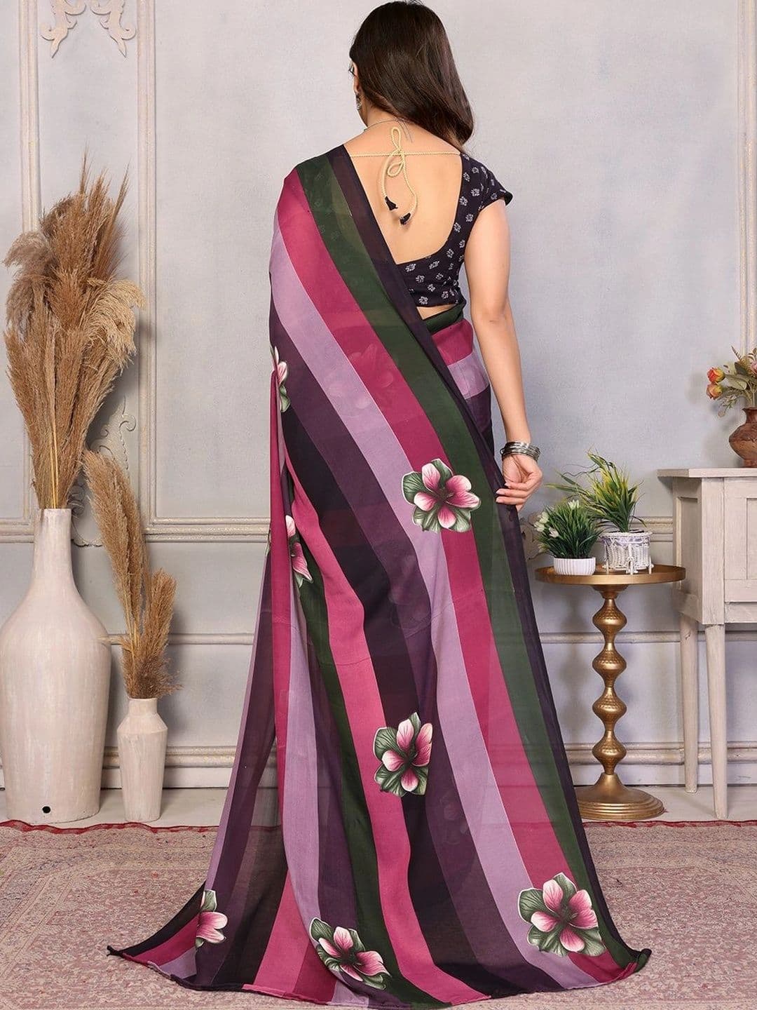 STYLETONE Floral Poly Georgette Designer Saree thumbnail 7