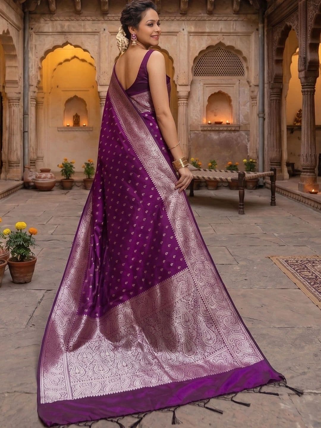 THE AQUARIUS Woven Design Zari Art Silk Banarasi Saree thumbnail 6