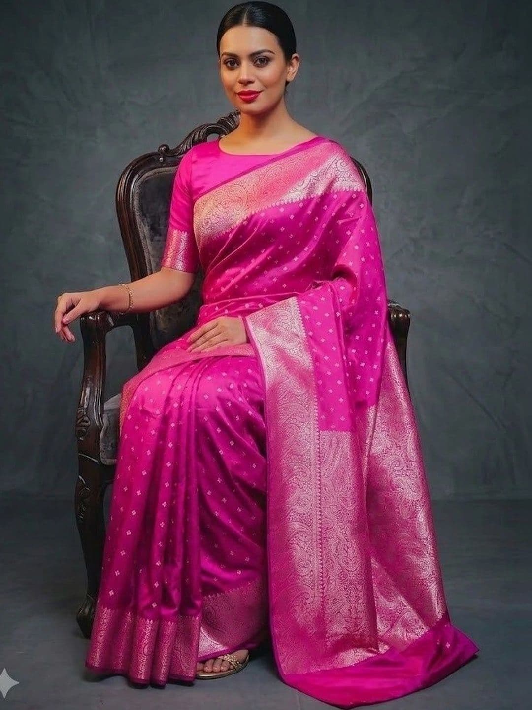 SHRIADINATH Woven Design Zari Art Silk Banarasi Saree thumbnail 4