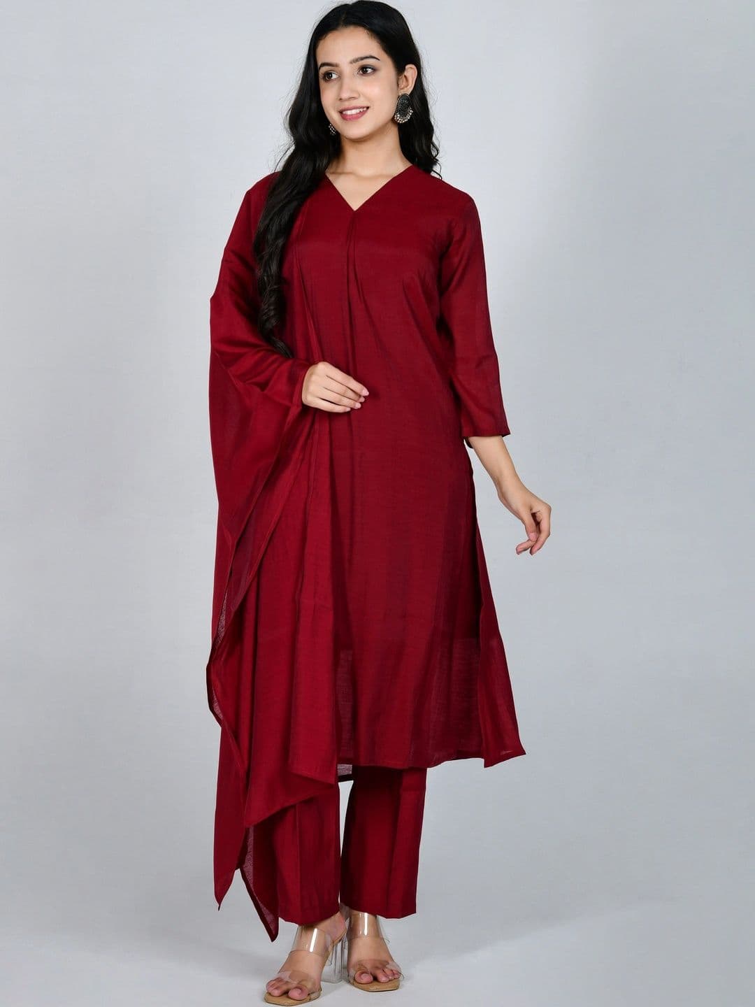 YOJINI Women Regular Kurta with Trousers & With Dupatta thumbnail 3
