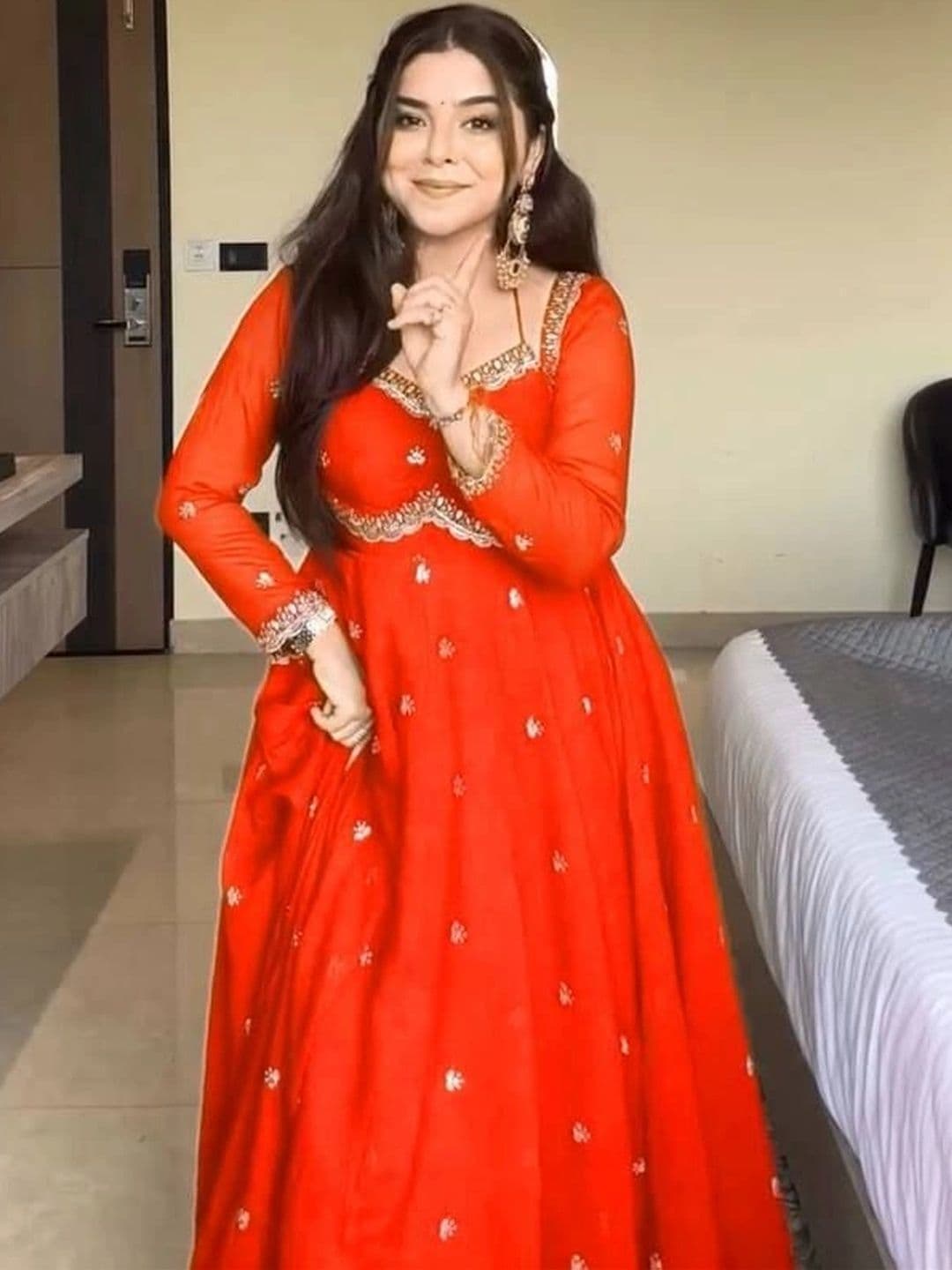 Frenzy Fusion Women Ethnic Motifs Embroidered Empire Gotta Patti Kurta with Pyjamas & With Dupatta thumbnail 4