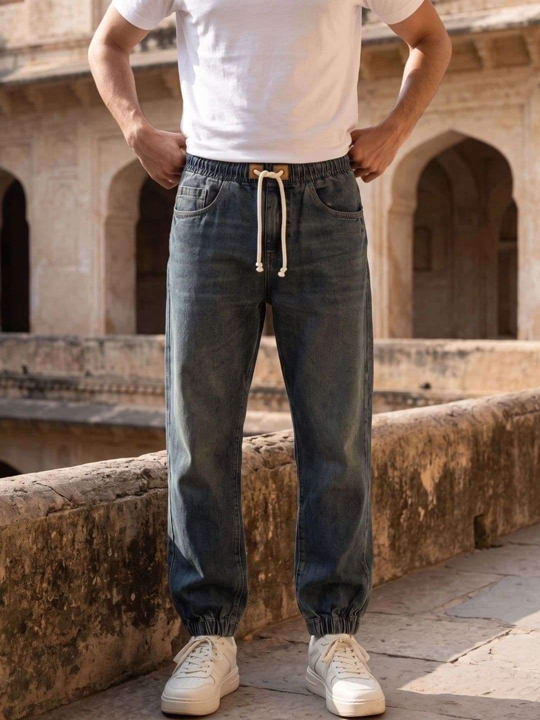 MAKPAK Men Jean Regular Fit Mid-Rise Low Distress Cuffed Hem Jeans - view 1