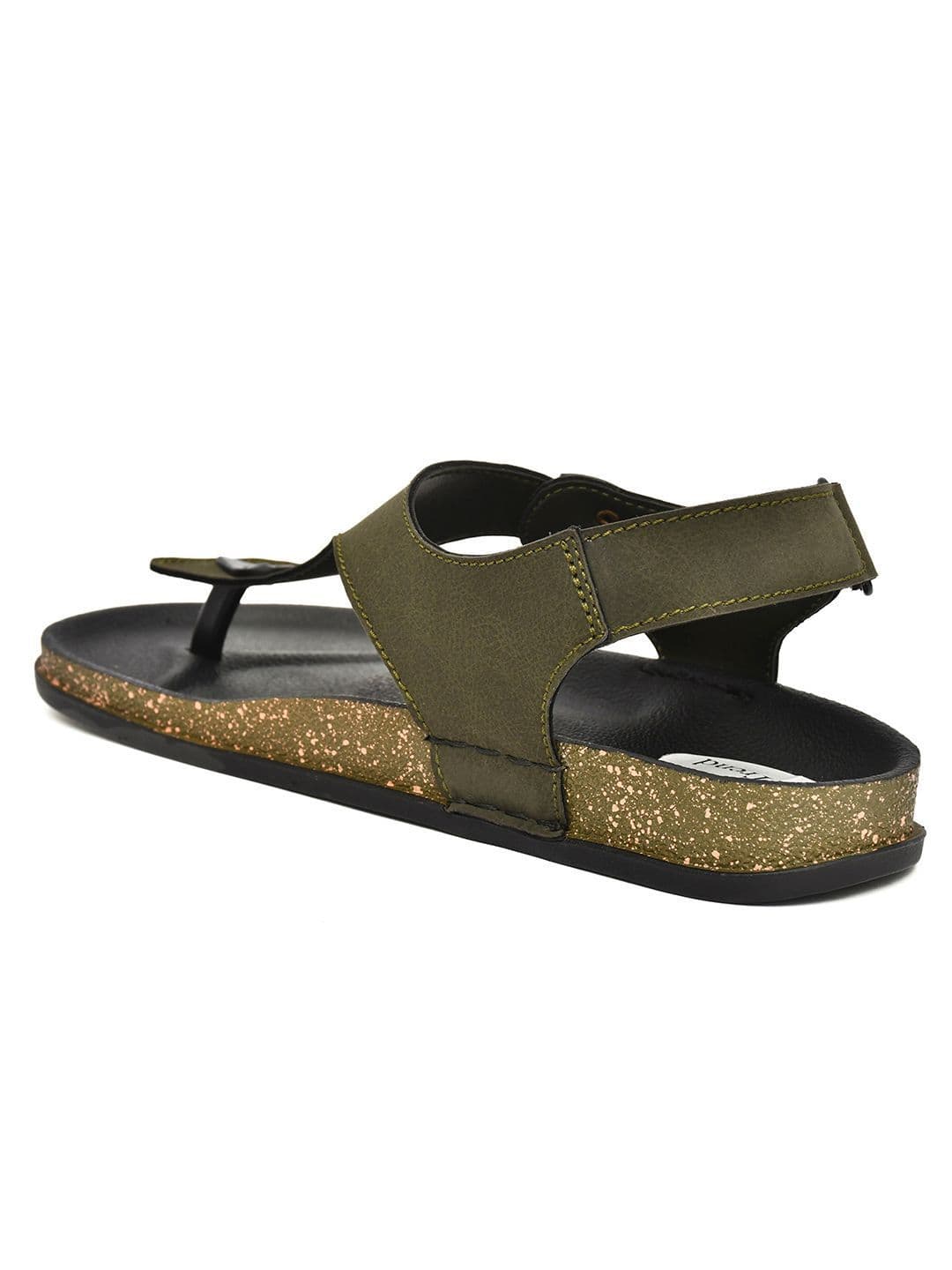 G L Trend Men Casual Iightweight Olive T Strap Velcro Sandals thumbnail 4