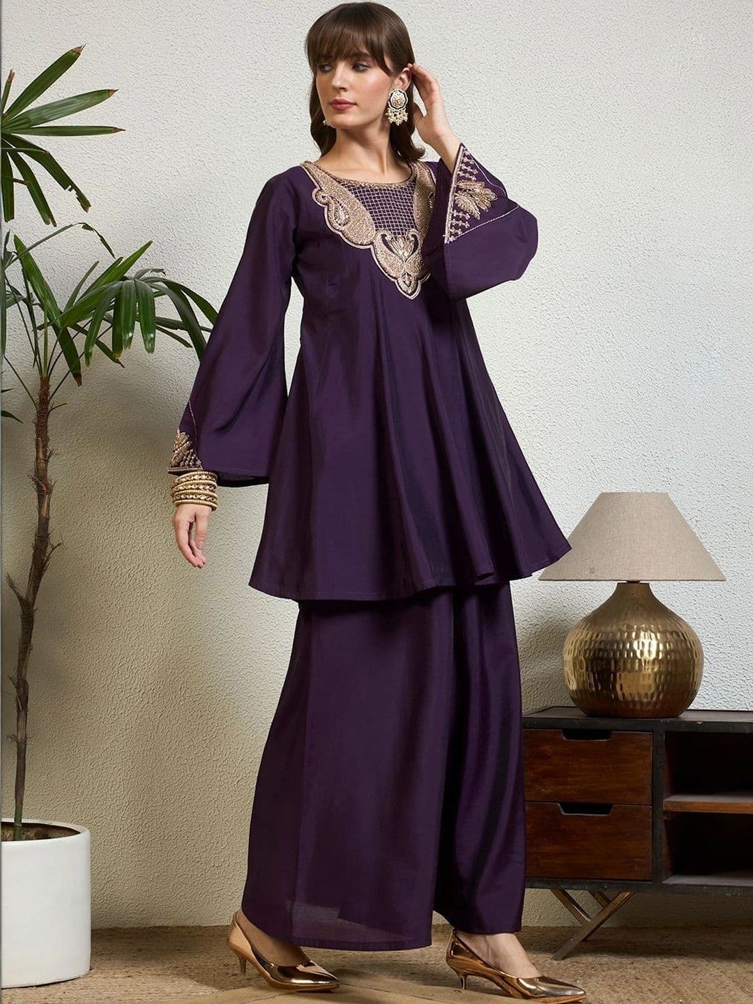Honky Tonky Women Ethnic Motifs Embroidered Regular Kurta with Palazzos & With Dupatta thumbnail 2