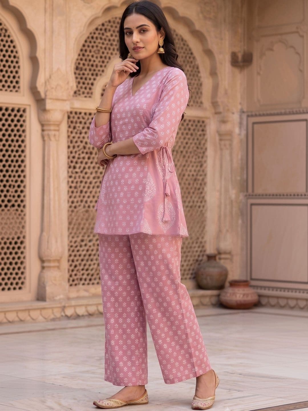 KALINI Women Ethnic Motifs Printed Regular Pure Cotton Kurta with Palazzos thumbnail 7