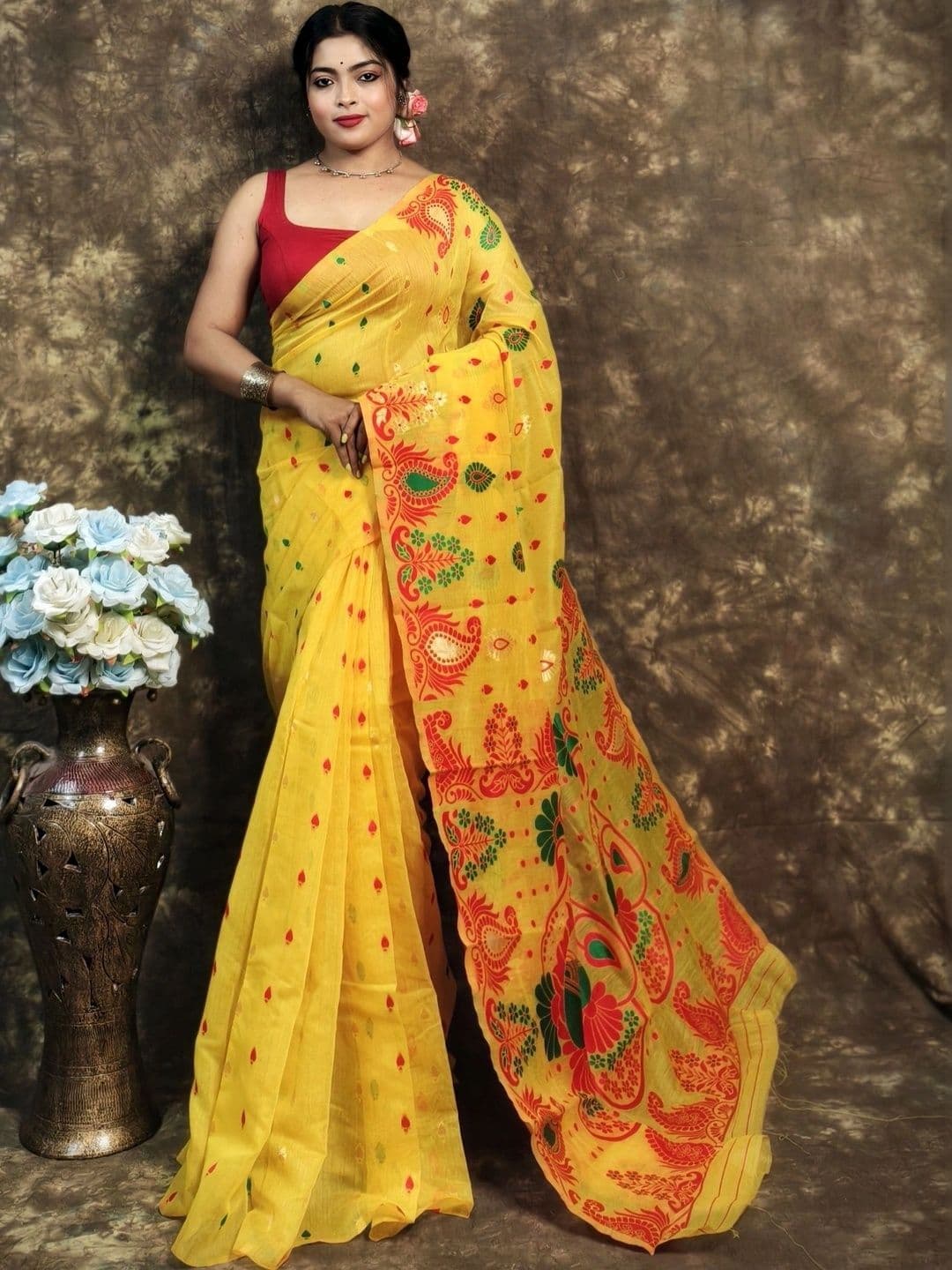 MRITTIKA LOOMS Paisley Pure Cotton Saree - view 1