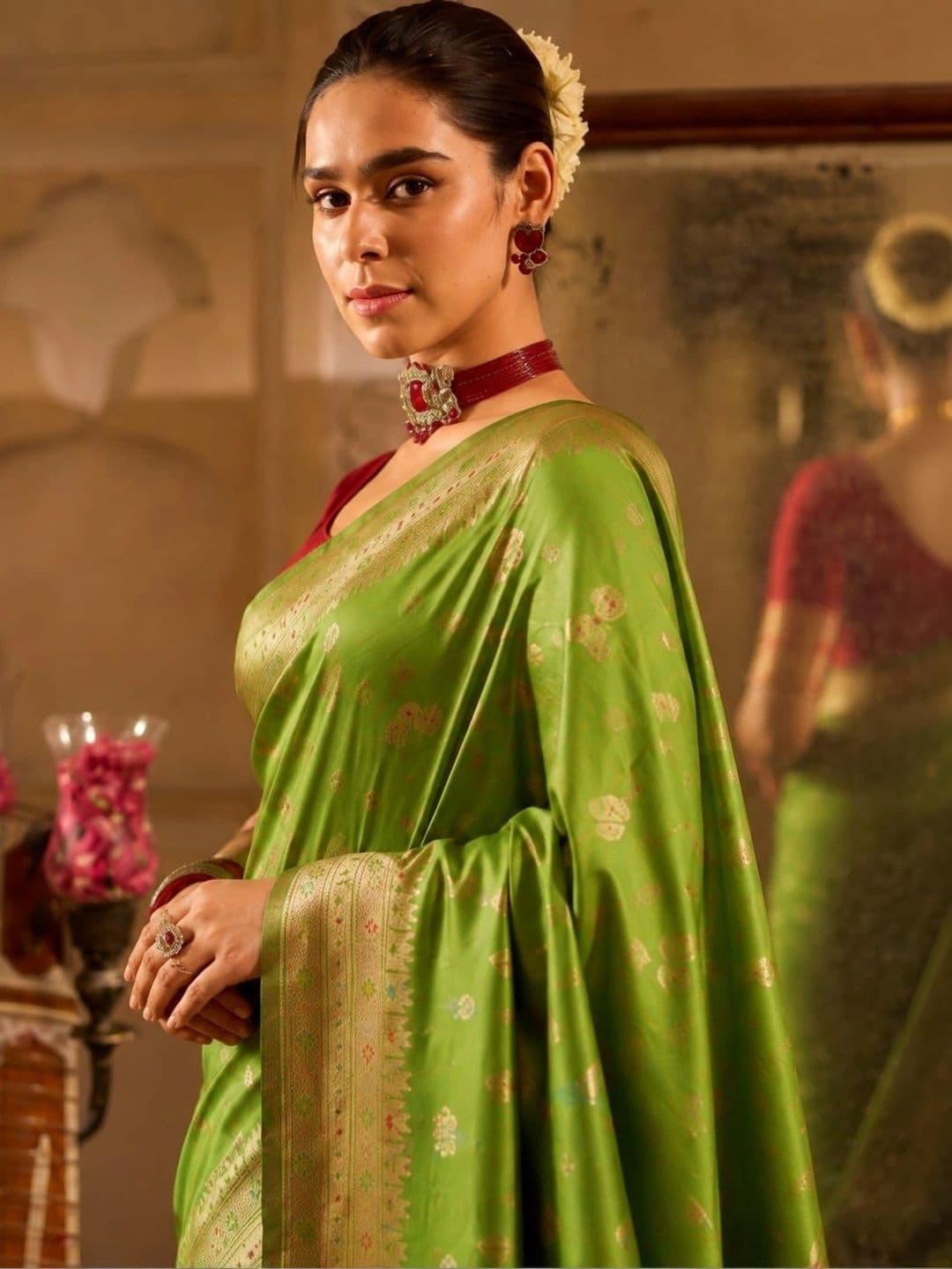 Veera Collection Paisley Zari Art Silk Designer Banarasi Saree thumbnail 2