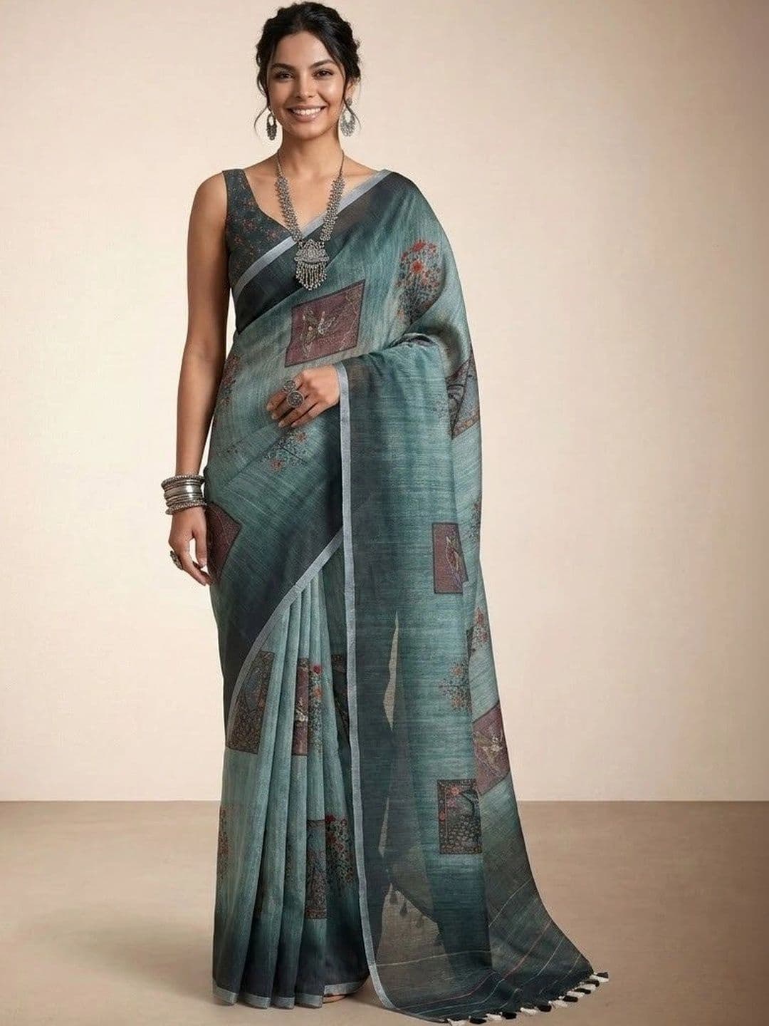 Anouk Kalamkari Linen Blend Saree - view 1