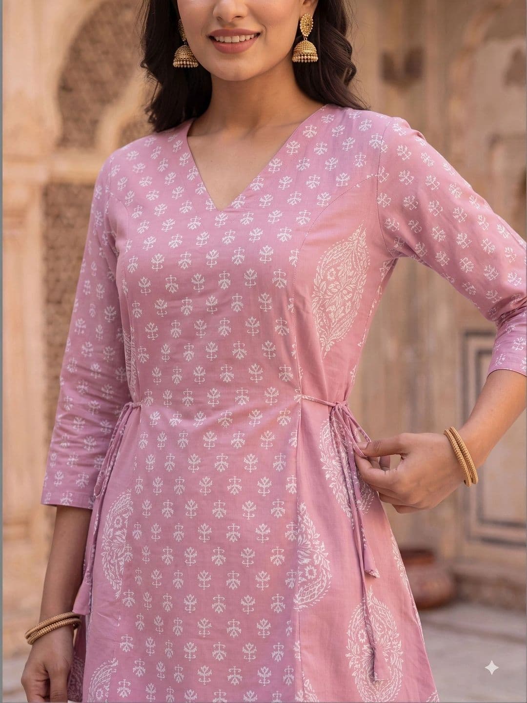 KALINI Women Ethnic Motifs Printed Regular Pure Cotton Kurta with Palazzos thumbnail 4