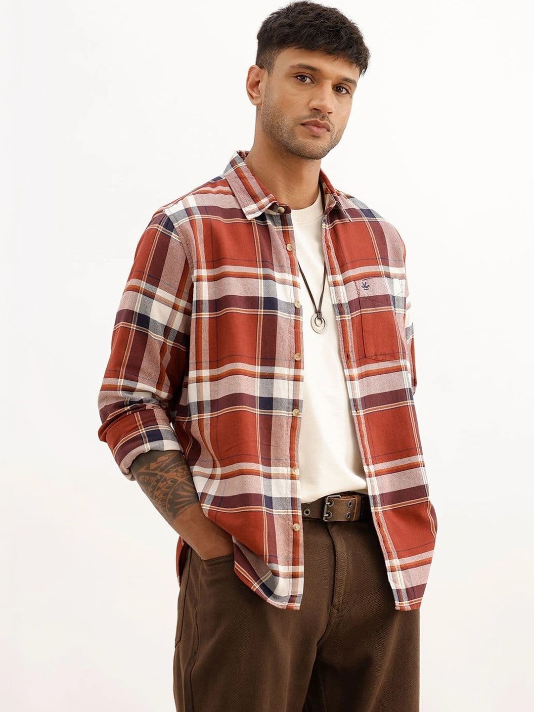WROGN Men Slim Fit Checked Casual Shirt - view 1