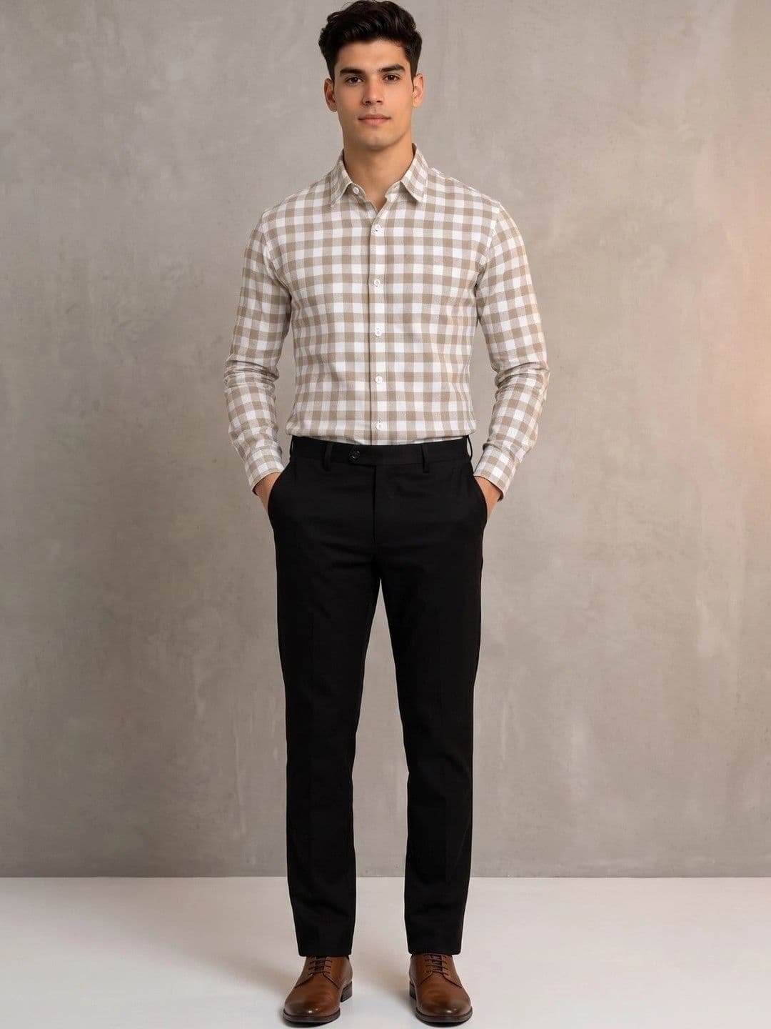 Studio-9 Men Classic Slim Fit Gingham Checks Checked Casual Shirt - view 1