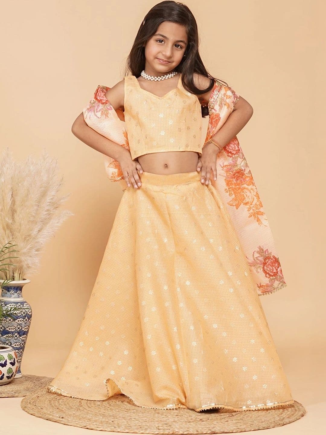 Laad Girls Embellished Sequinned Ready to Wear Lehenga & Blouse With Dupatta - view 1