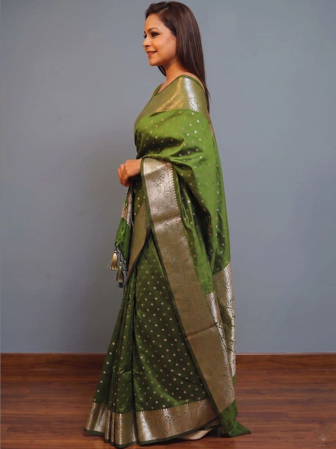 you shop we ship Woven Design Zari Art Silk Banarasi Saree thumbnail 2