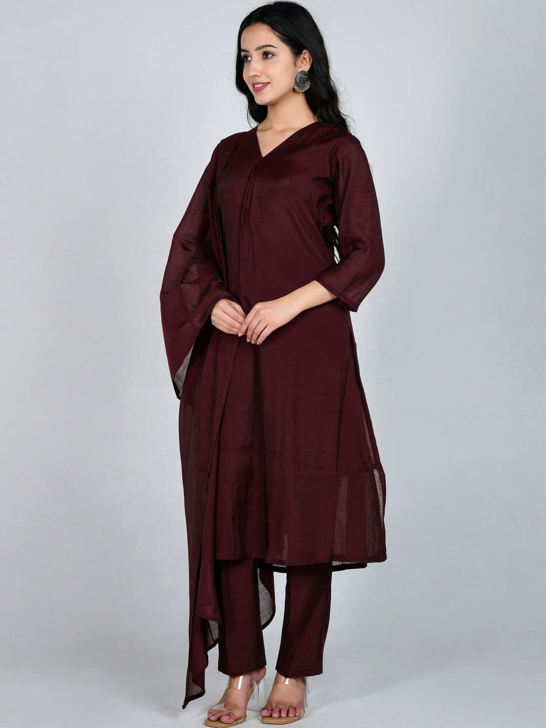 YOJINI Women Regular Kurta with Trousers & With Dupatta thumbnail 2