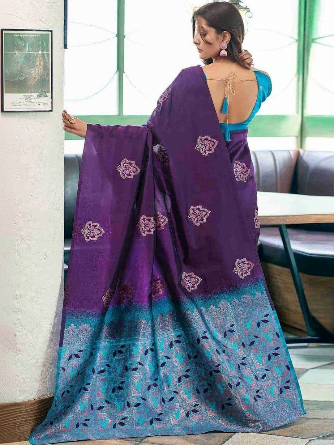 FASHIONIZO Woven Design Zari Art Silk Banarasi Saree thumbnail 3