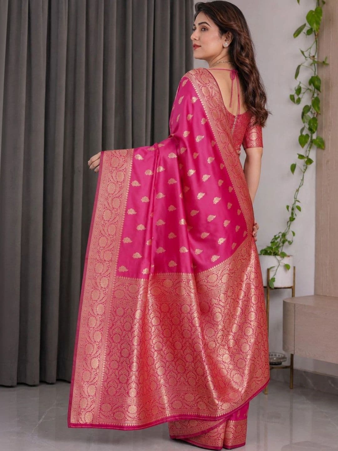 IKSHARA Zari Art Silk Banarasi Saree thumbnail 7
