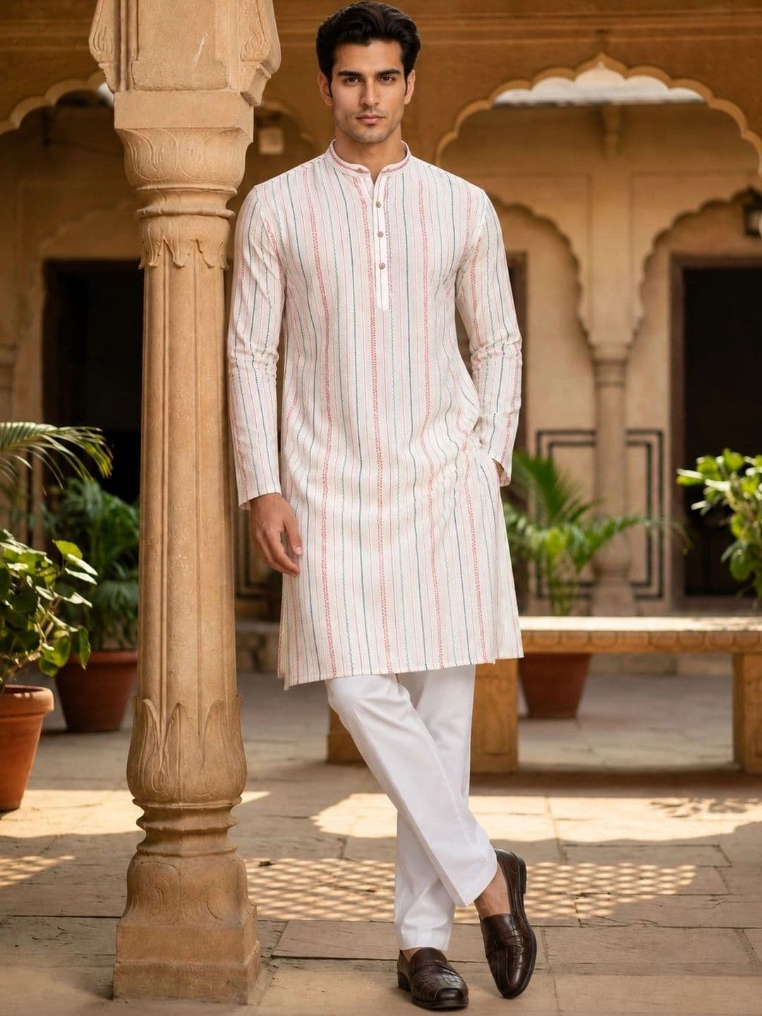Anouk Men Cotton Striped Kurta - view 1