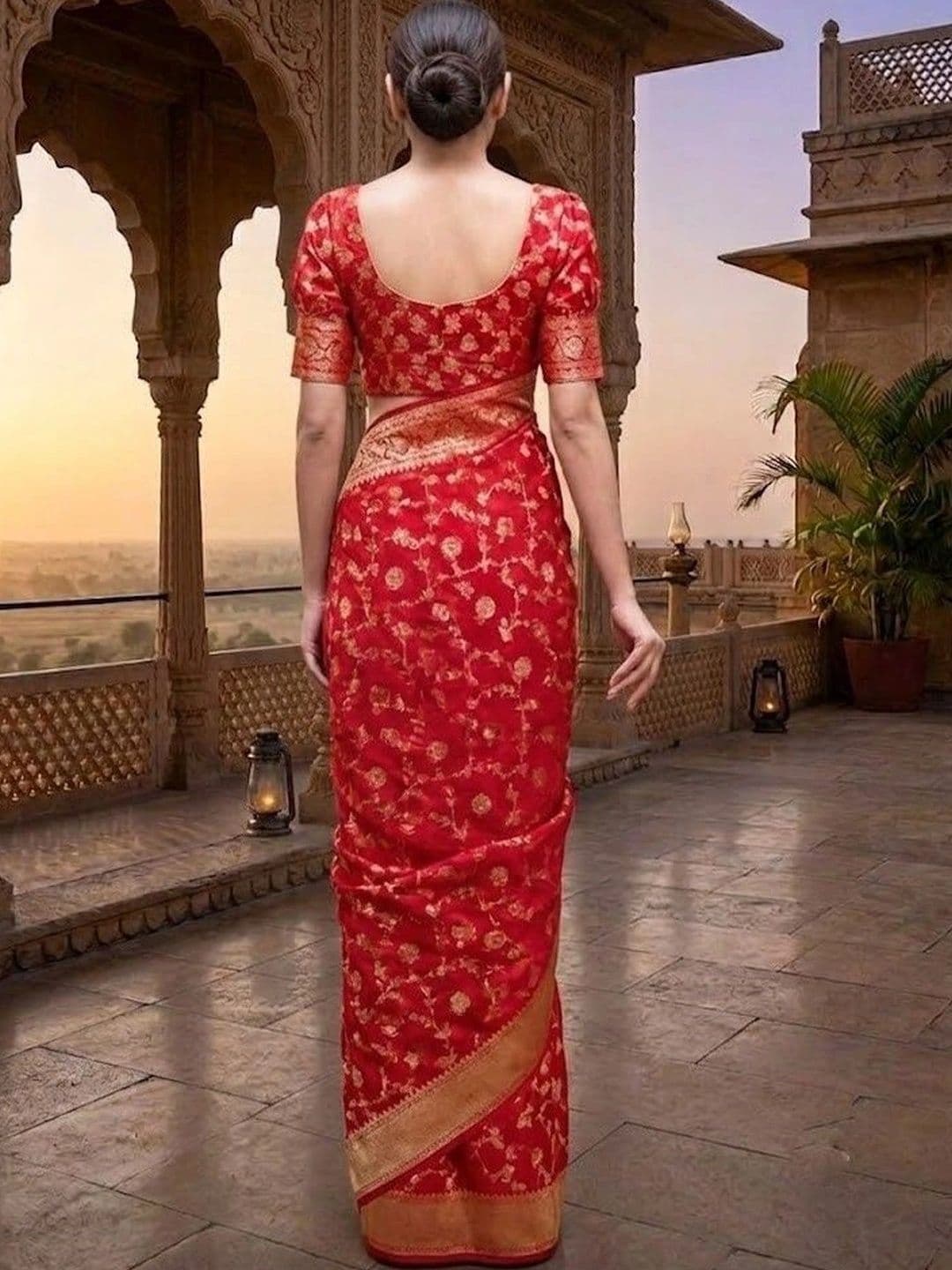 AAVEE Woven Design Zari Art Silk Banarasi Saree thumbnail 4