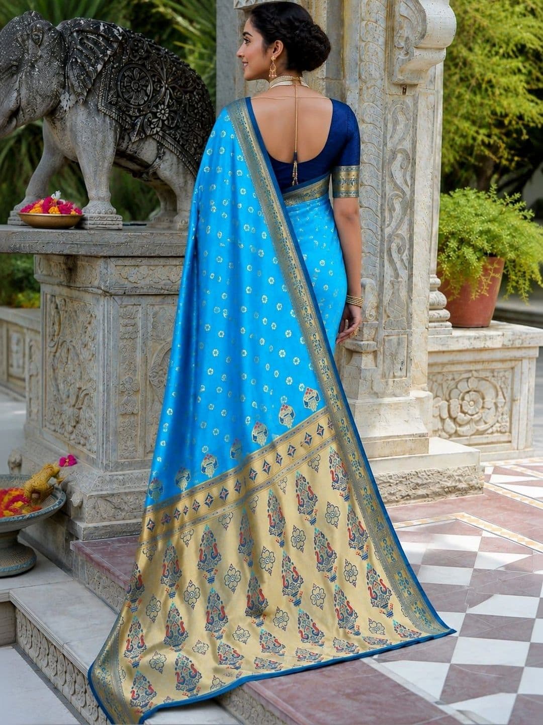 vastranagari Paisley Zari Art Silk Designer Banarasi Saree thumbnail 3
