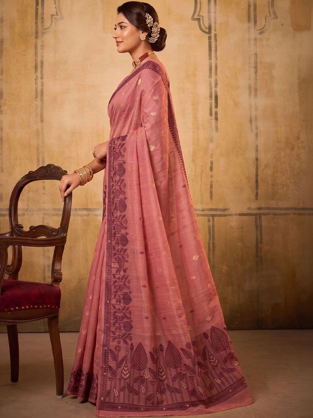 all about you Ethnic Motifs Embroidered Designer Saree thumbnail 2